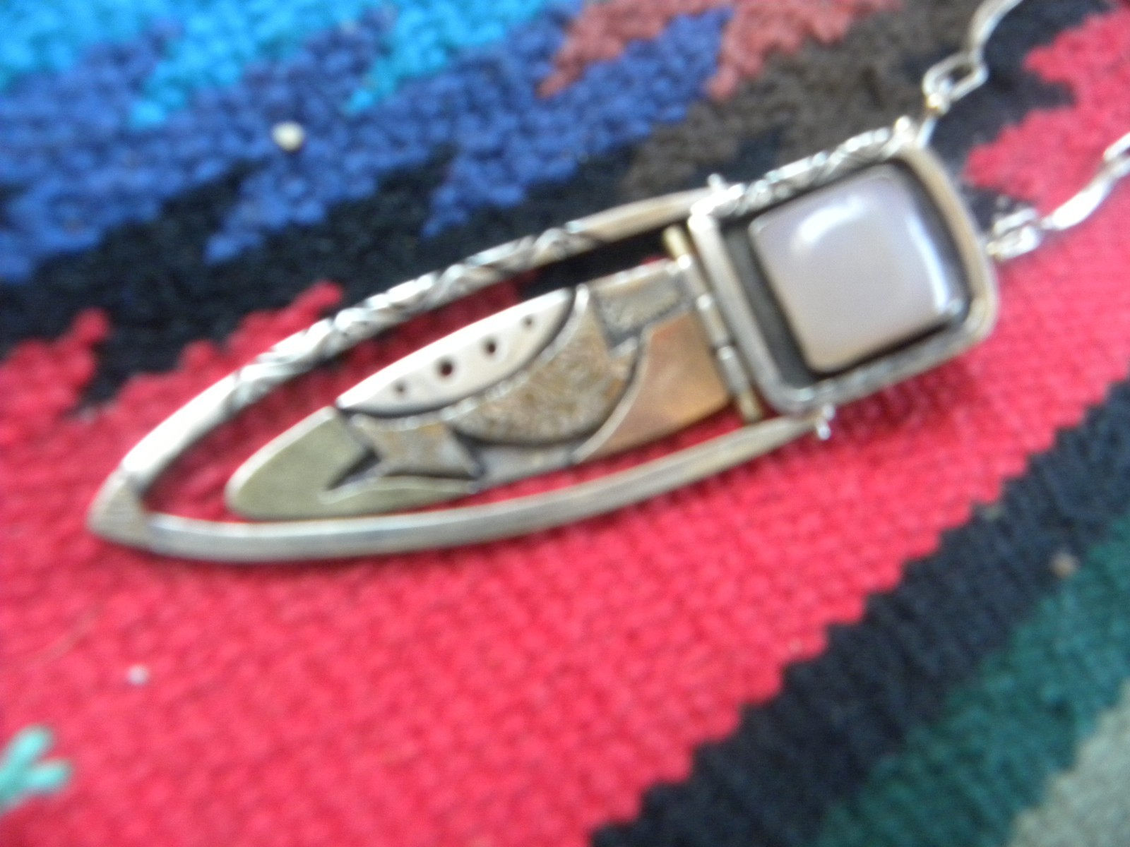 Vintage Sterling silver pendant and chain necklace, abstract design 21″ +