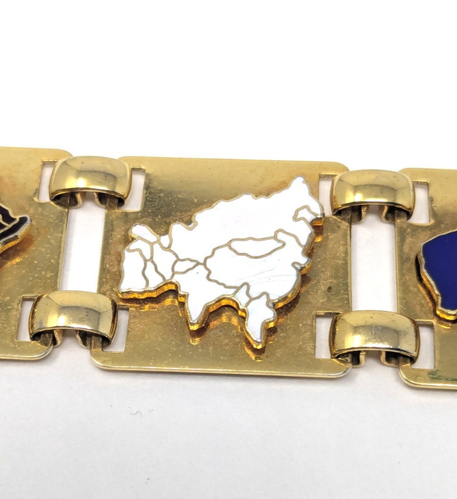 Vintage 60s United Nations Geoscheme Continental Regions Bracelet Bates & Klinke