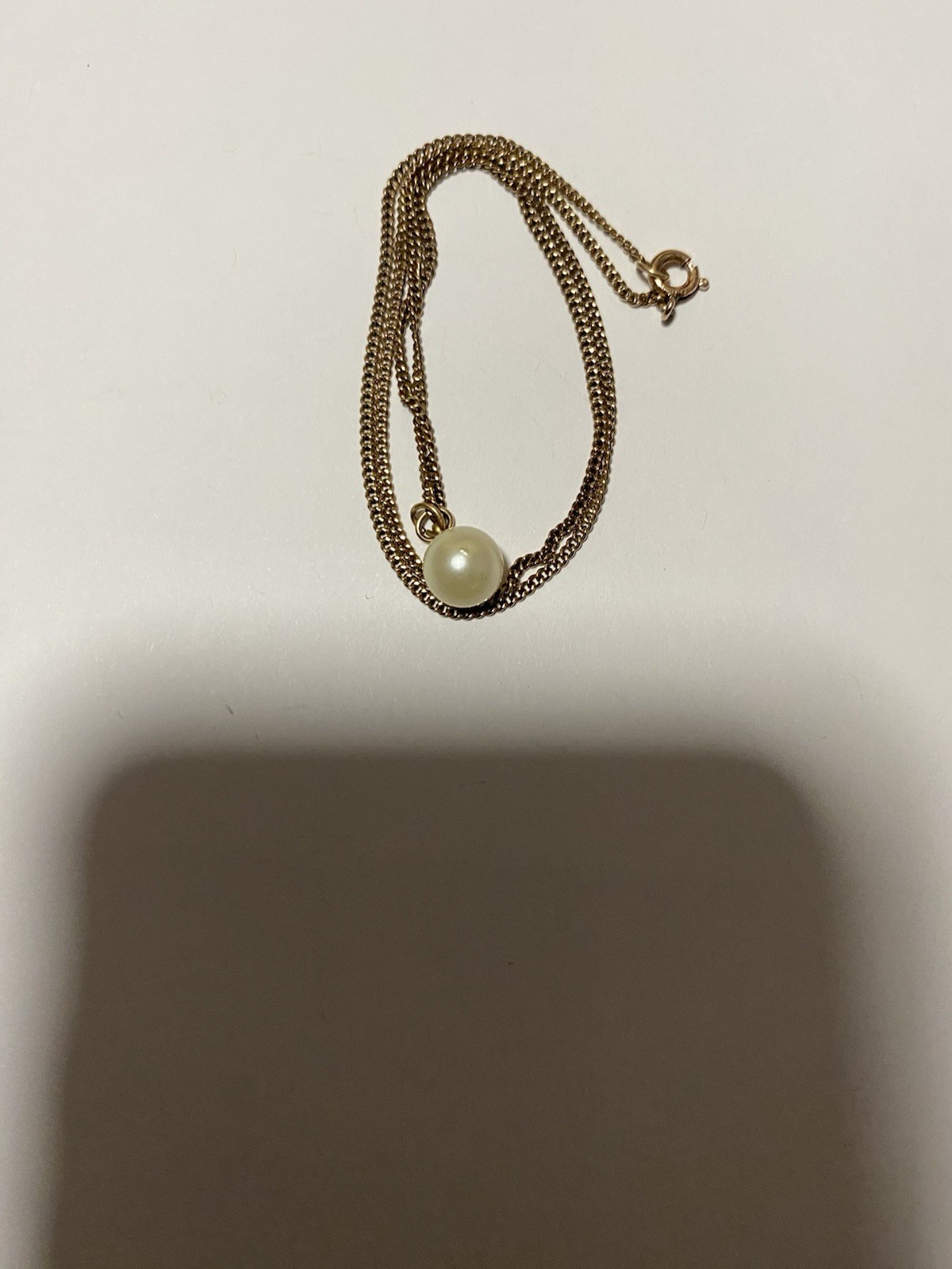 Vintage 12k Gold Filled Pearl Solitaire Necklace Approx 16 Inches