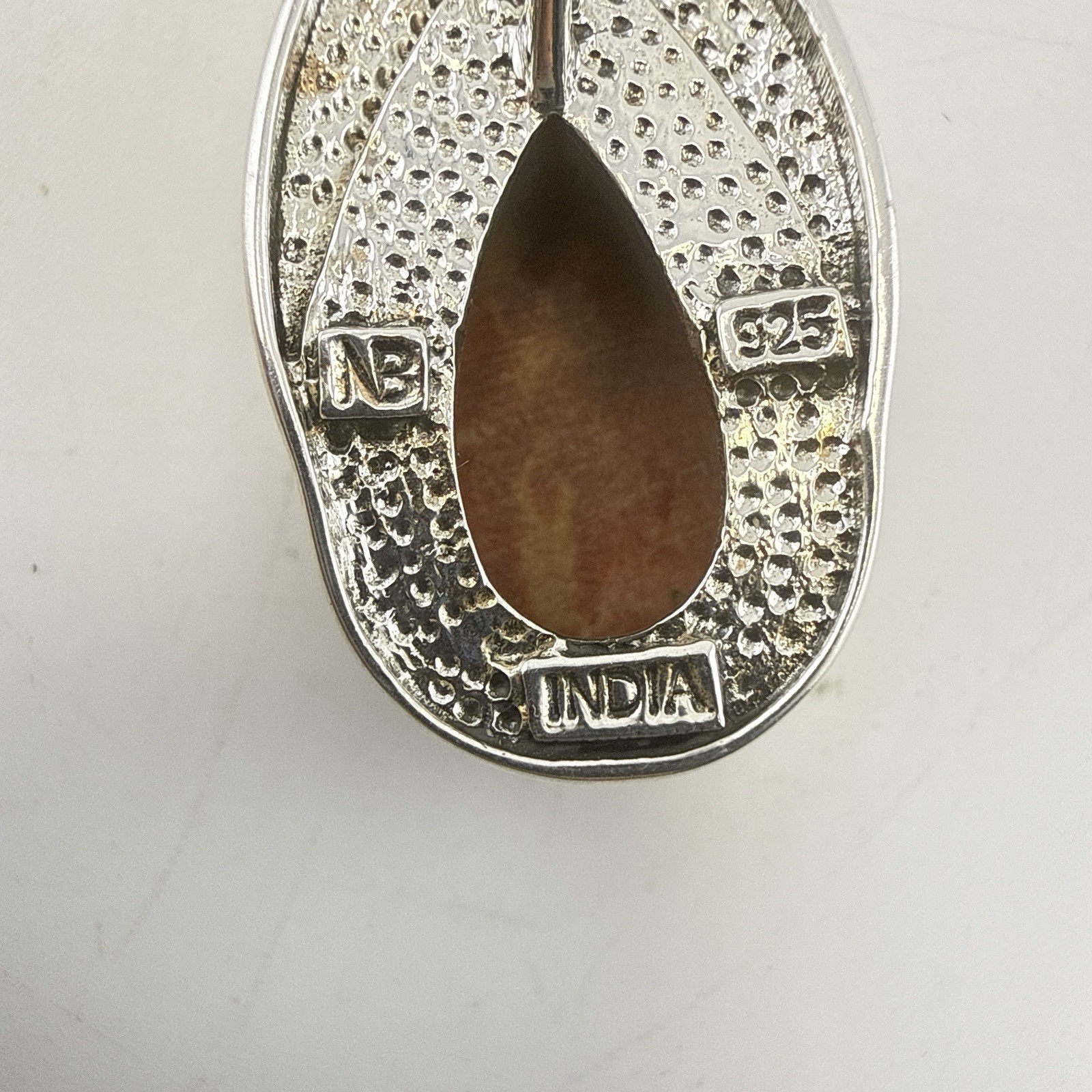 Nicky Butler Necklace Pendant Sterling Silver Orange Teardrop Pear Chain 925