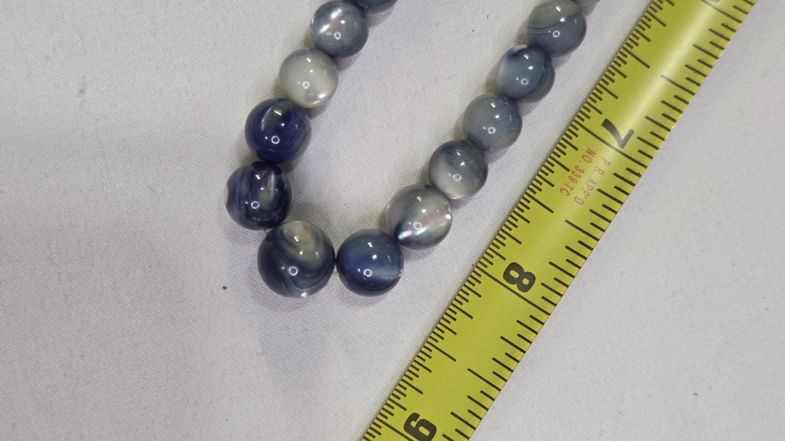 Vintage, Natural Lightening Ridge, Black Opal(?) Beaded 17″ Necklace (1012)