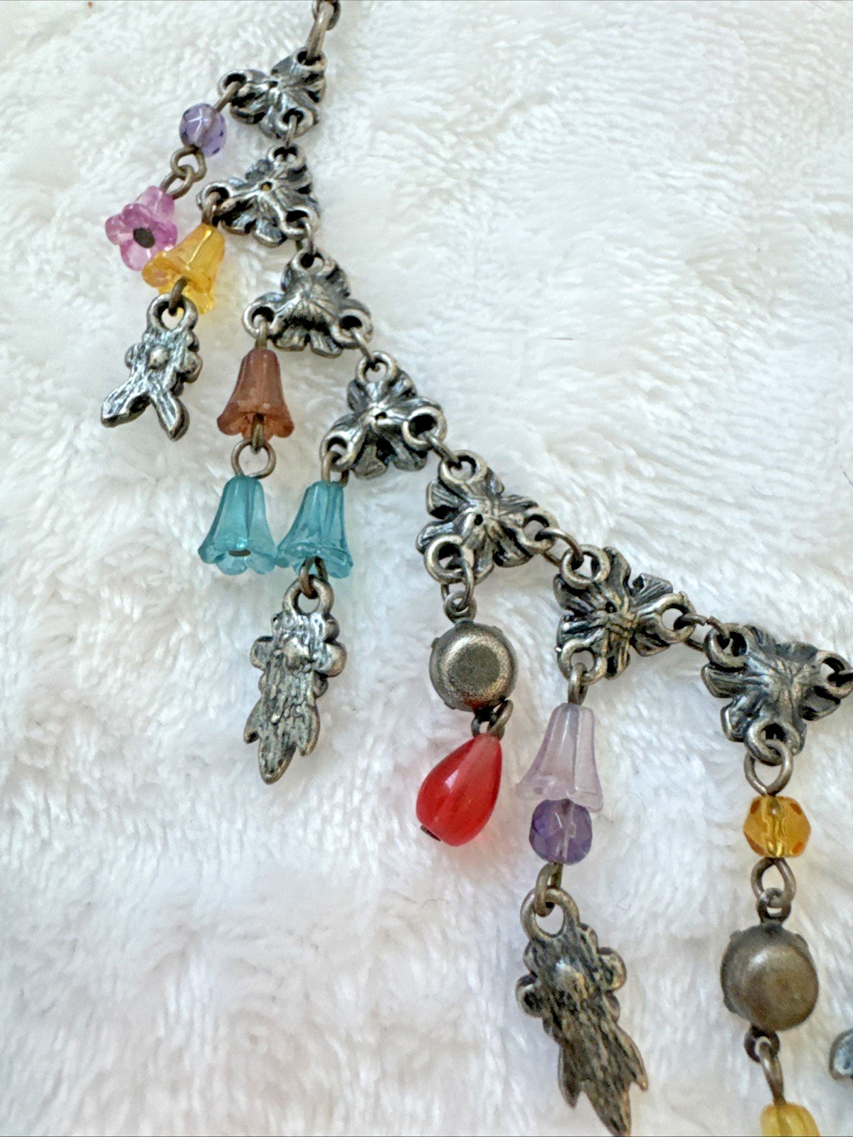 RARE Victorian Revival flower necklace colorful Modernist Jewelry y2k boho fairy