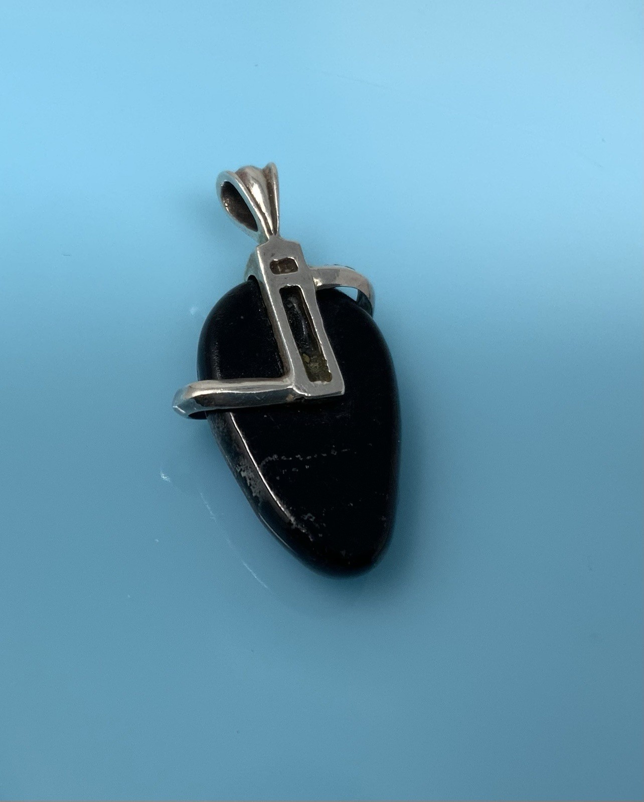 Sterling Silver Necklace Purple Blue Iridescent Dichroic Glass Pendant 5.1g