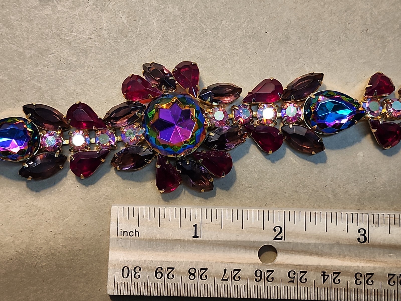 Vintage Juliana Amethyst Red Watermelon Vitrail AB Demi Parure Bracelet Earrings