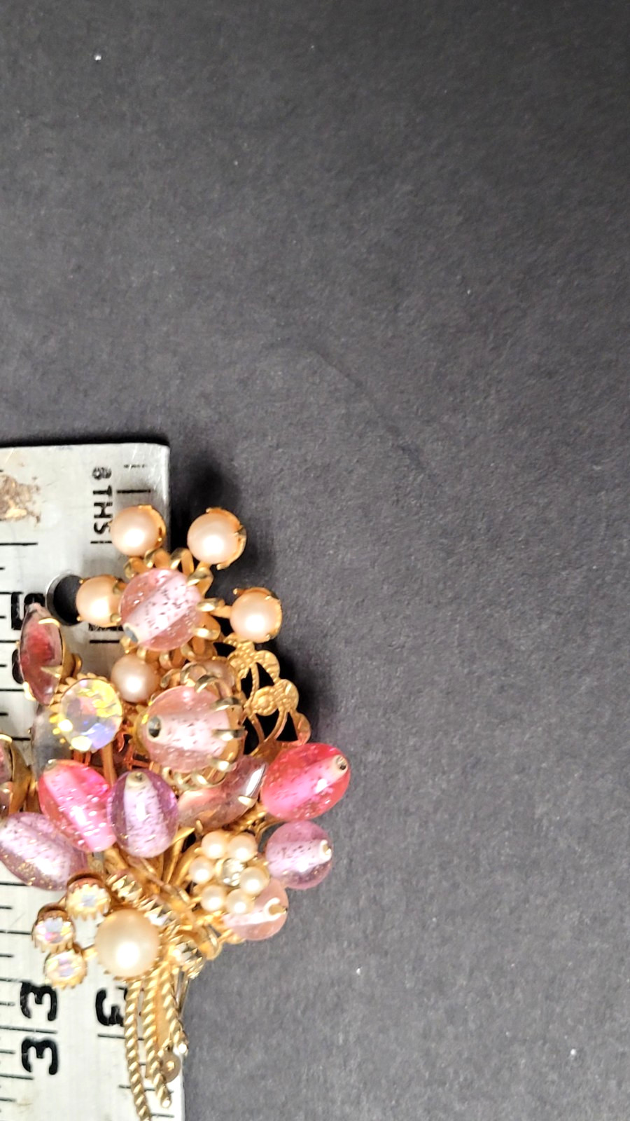 Stunning Flower Pink Rhinestone, Pearls & Beads 3 Pcs. Set