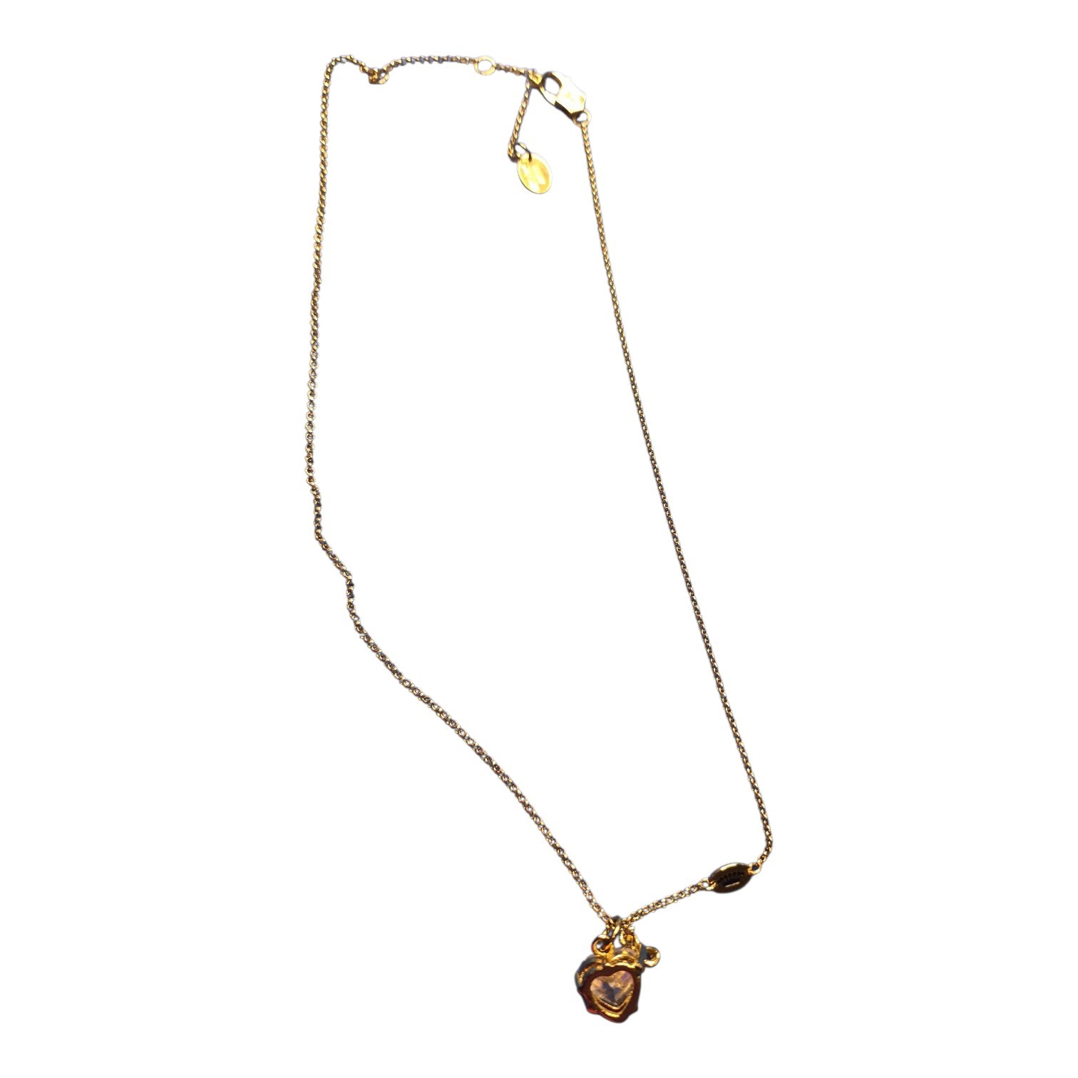 Vintage Juicy Couture Gold Tone Heart Necklace Y2K 2000s Fashion Jewelry Signed