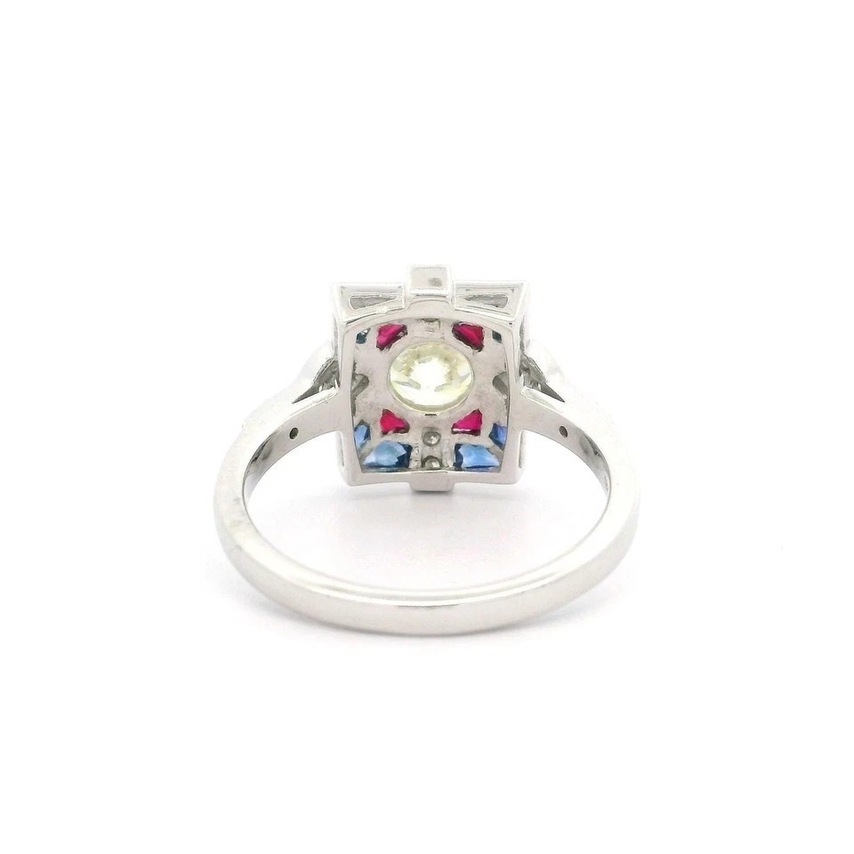 3.02Ct Art Deco Style Lab Created Diamond Anniversary 14K White Gold Finish Ring