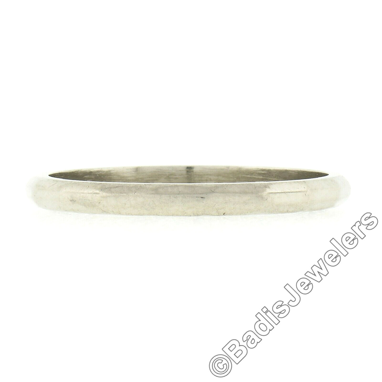 Antique Art Deco 14k White Gold 2mm Polished Faceted Eternity Wedding Band Ring