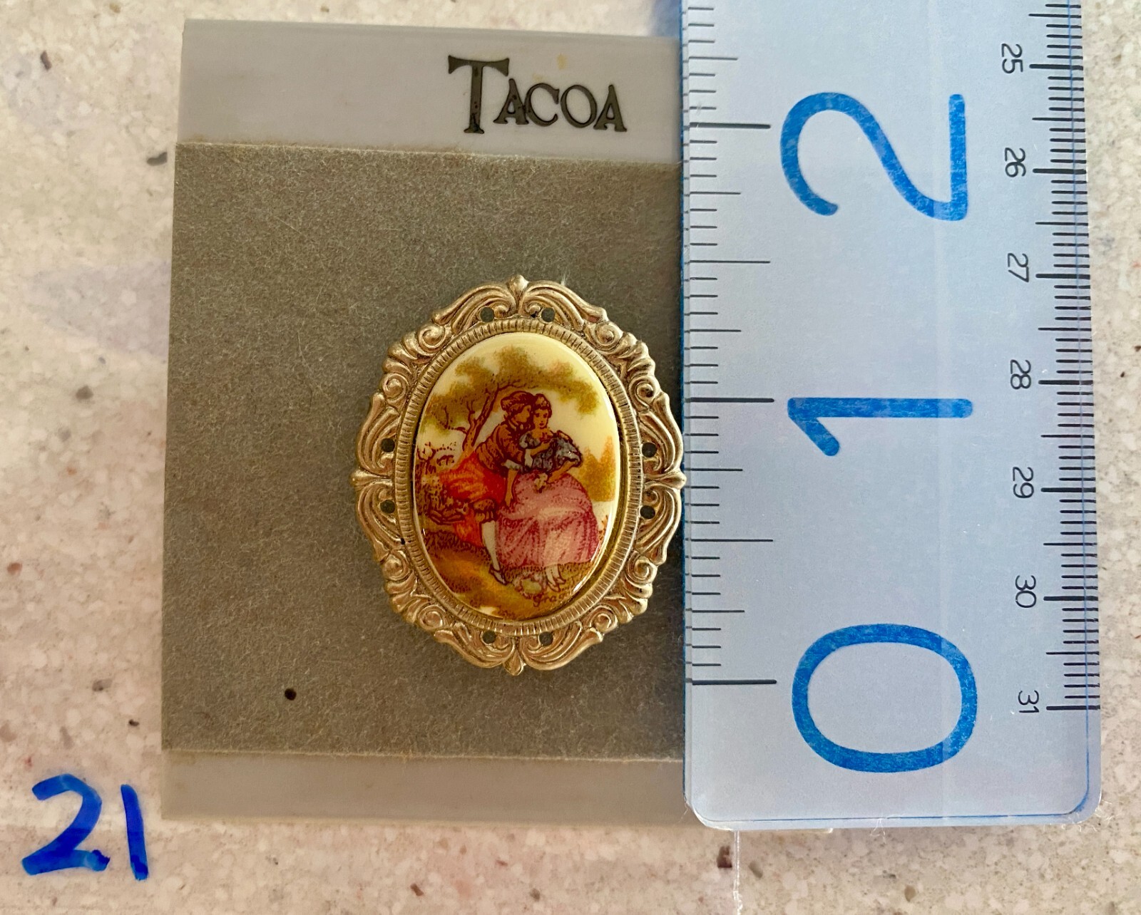 Vintage Tacoa Victorian Romantic Couple Limoge Brooch Pin New