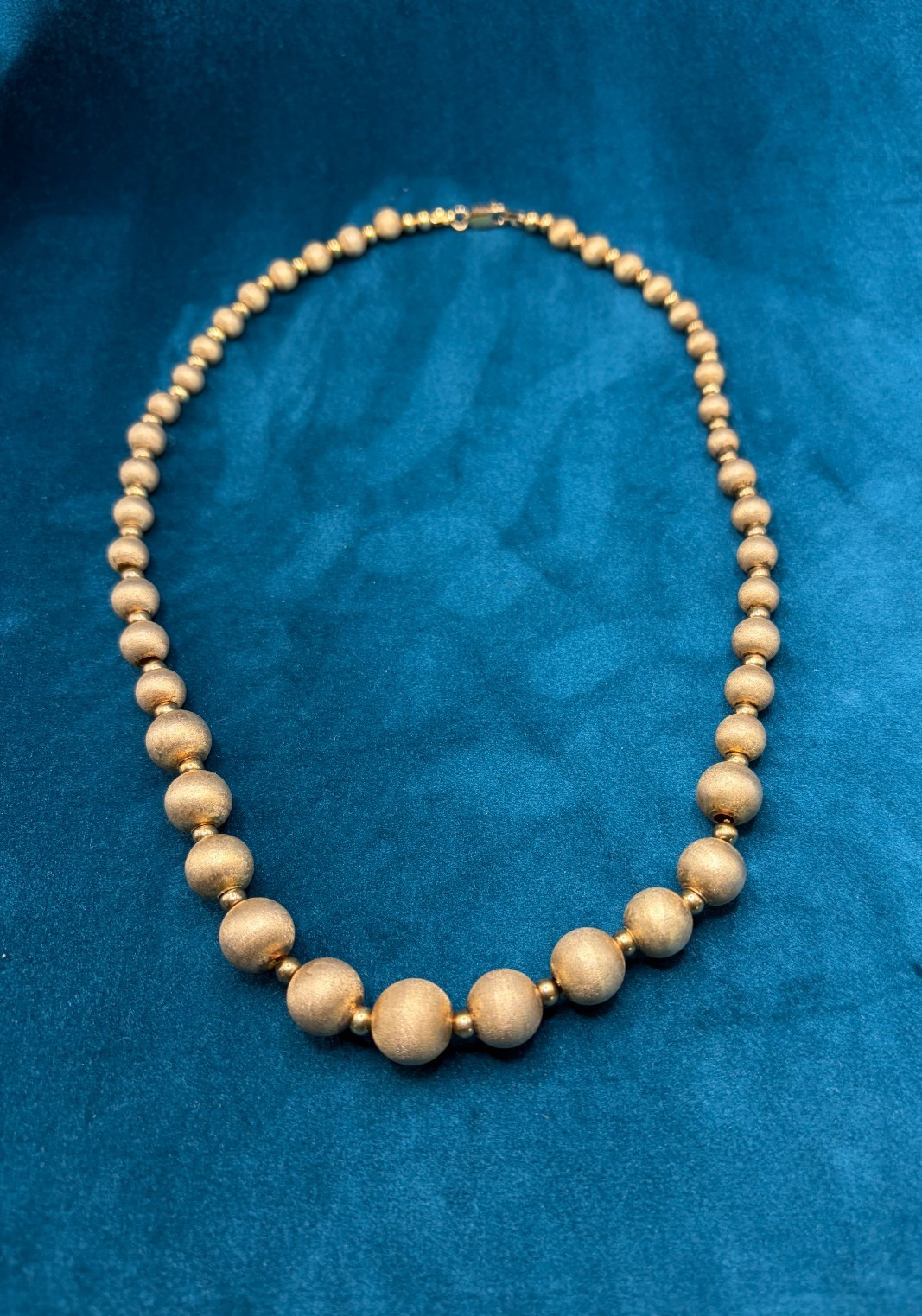 Vintage Sterling Silver Beaded Necklace Gold Tone Marked ‘925 Italy V’ 16″ 39.8g