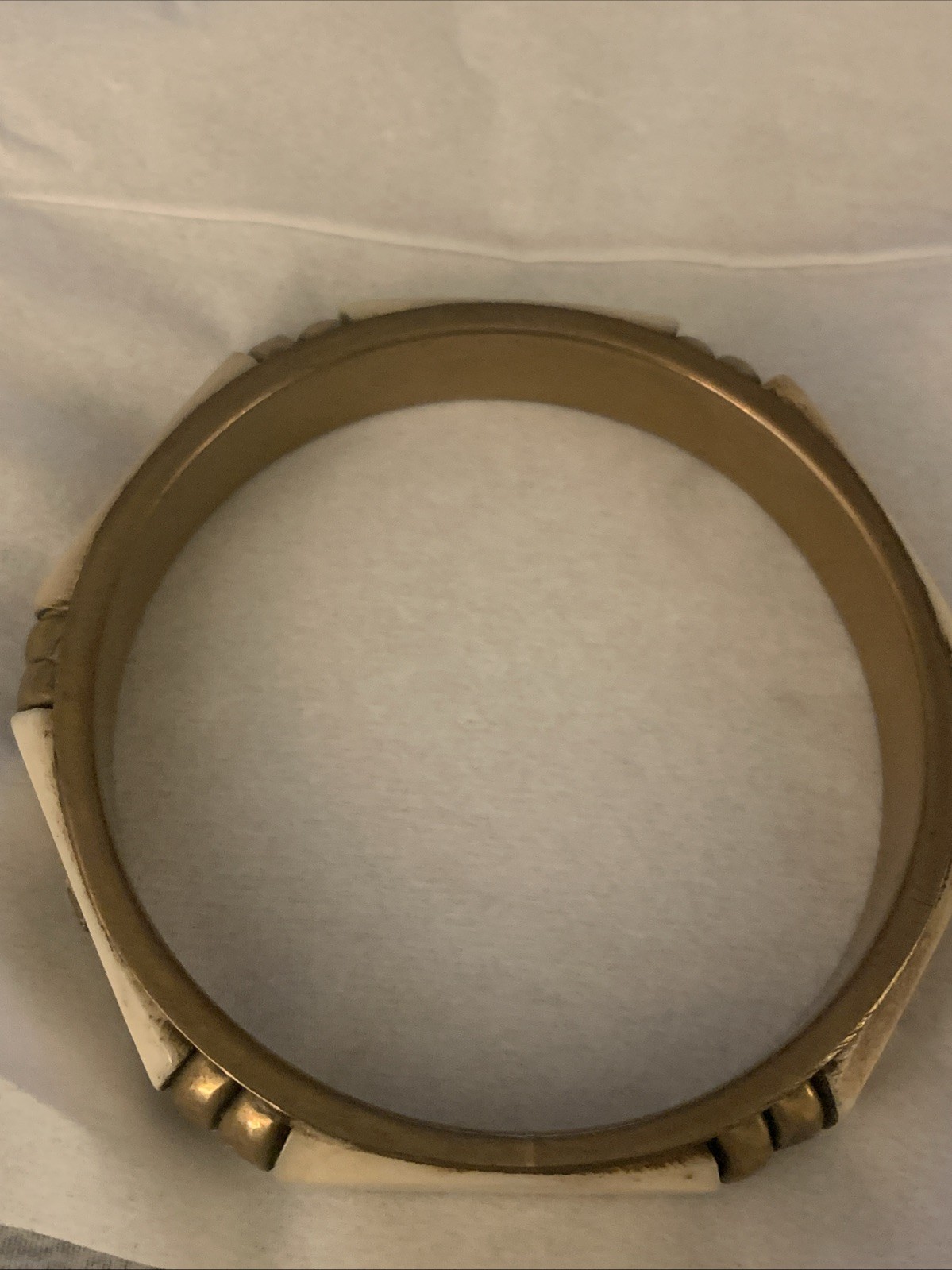 Vintage Bone & Brass Bangle Bracelet Moroccan Berber – Handcrafted Ethnic Tribal