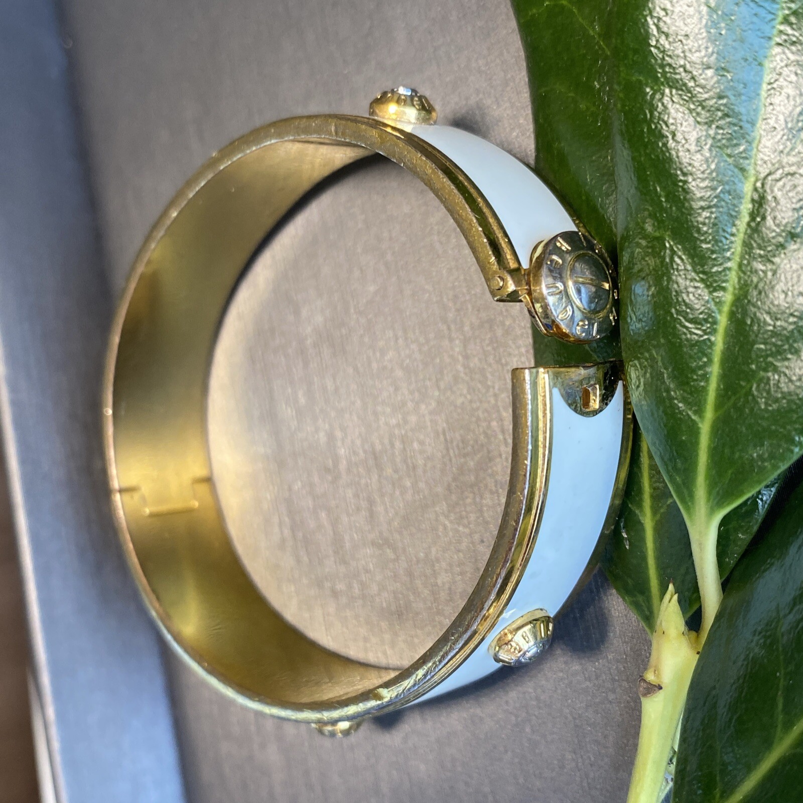 Vintage Henri Bendel Bangle Bracelet Estate Jewelry Pre-Owned Enamel Screw Logo
