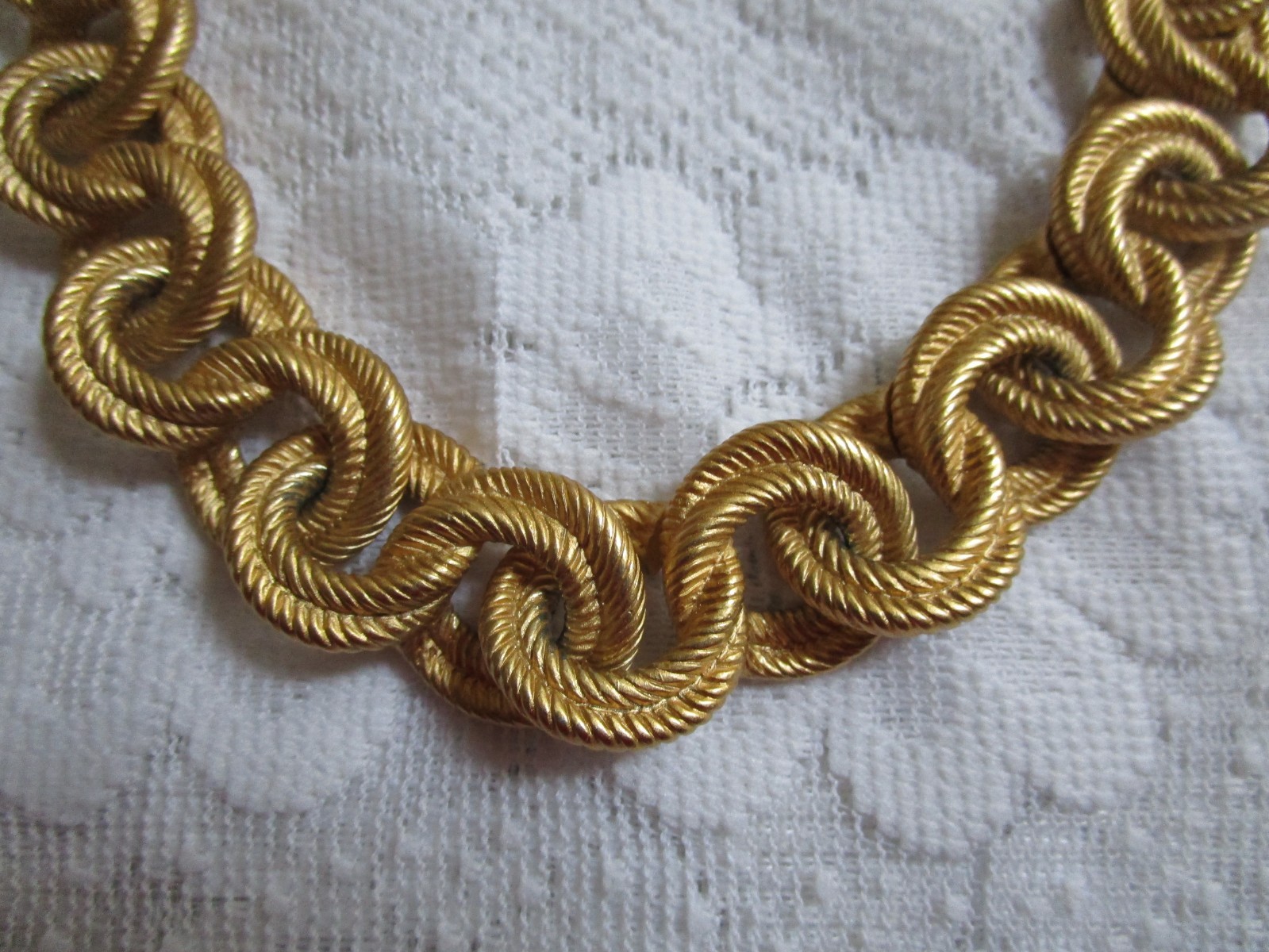Vintage Anne Klein Necklace Chunky Texture Double Rope Link Signed 18” L XLNT