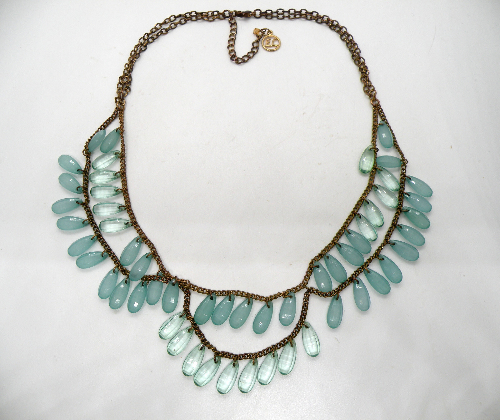 Vintage EL Erica Lyons Beaded Women Fringes 22″ Gold Jewelry Statement Necklace
