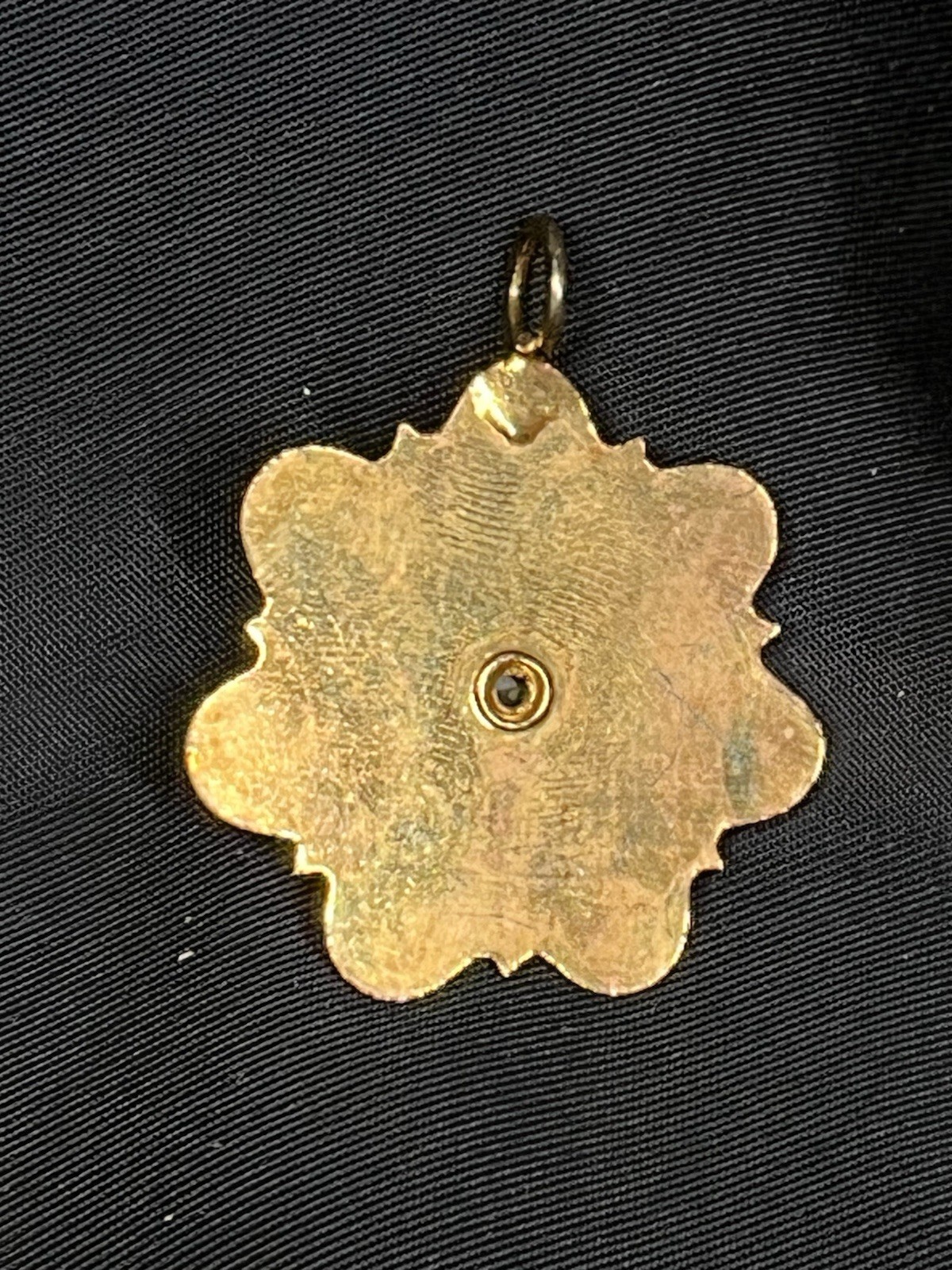 VINTAGE GOLD PLATED PENDANT GREEN AGATE PENDANT 1.5”