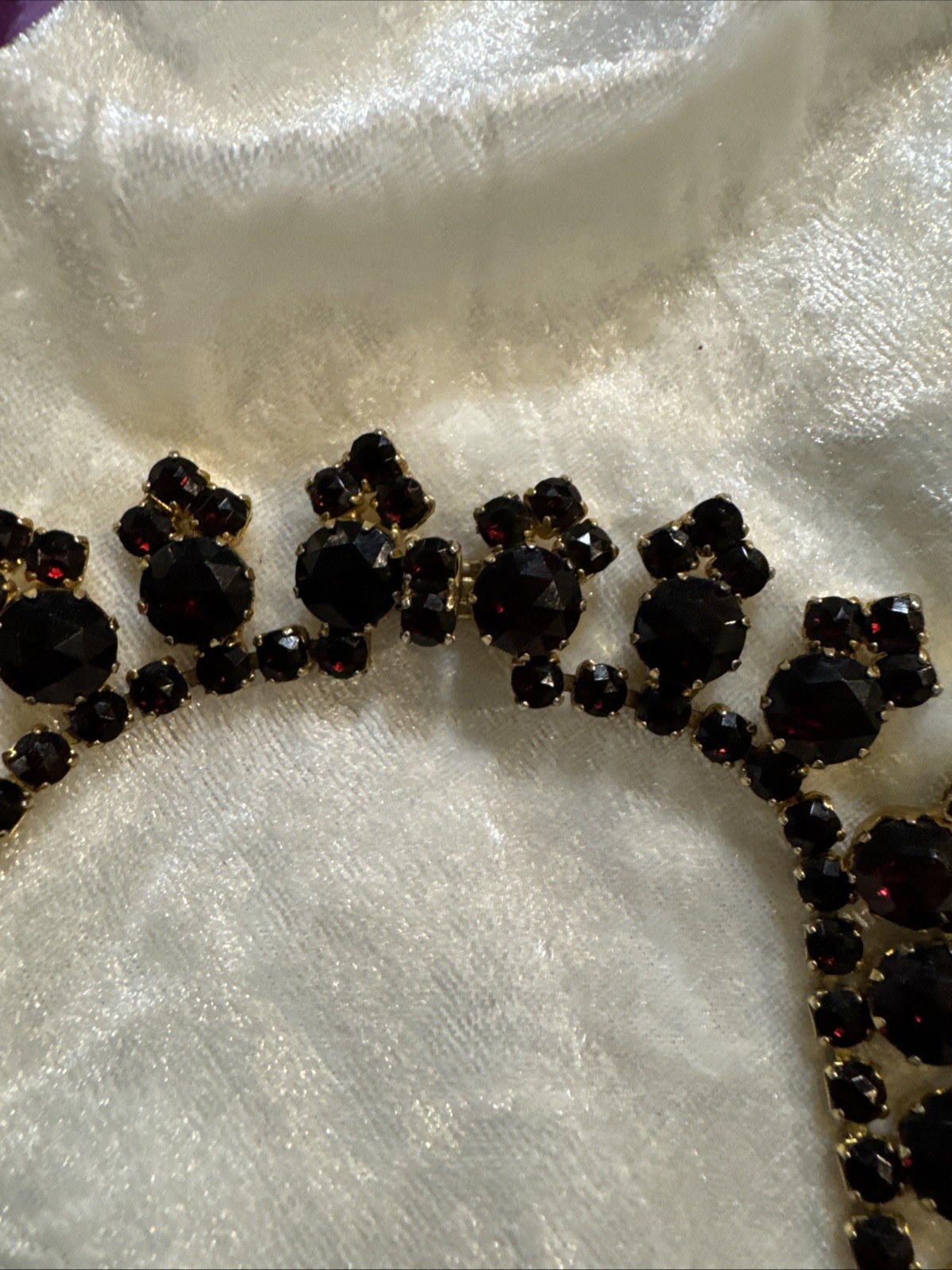 vintage gilt metal garnet necklace