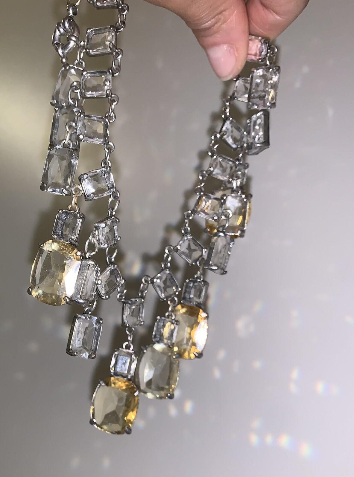 Vintage Cascading Chandelier Paste Dangle Couture Festoon Bib Dripping Necklace