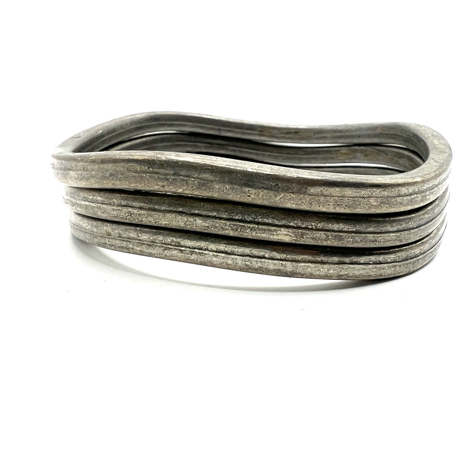 Vintage 1960s Aluminum Bangle Bracelet Minimalist Modernist Set Of 3 8”