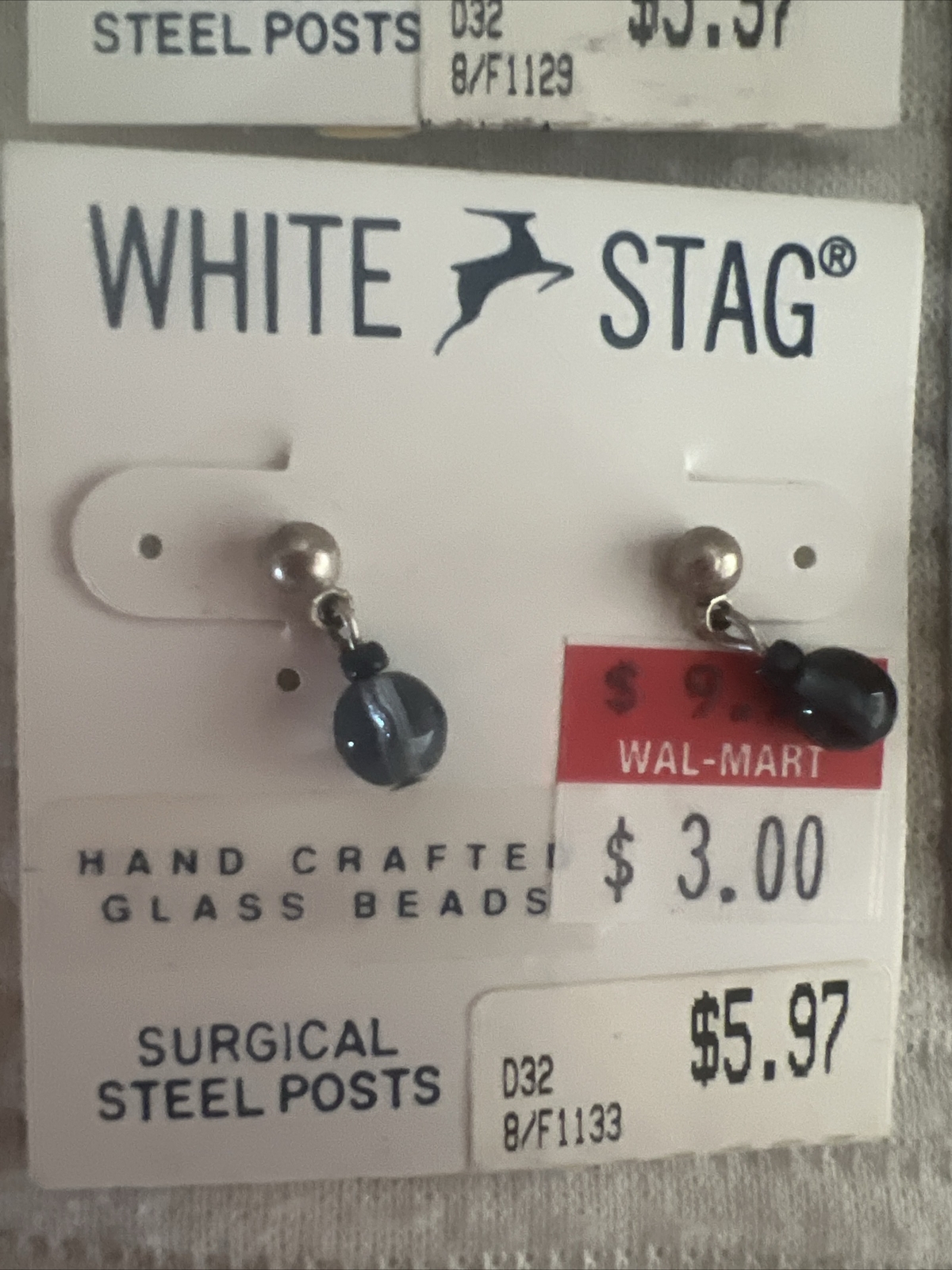 Vintage 90s White stag Earring Lot Wal-mart Pearl Crystal Glass Lot Of 5 ..