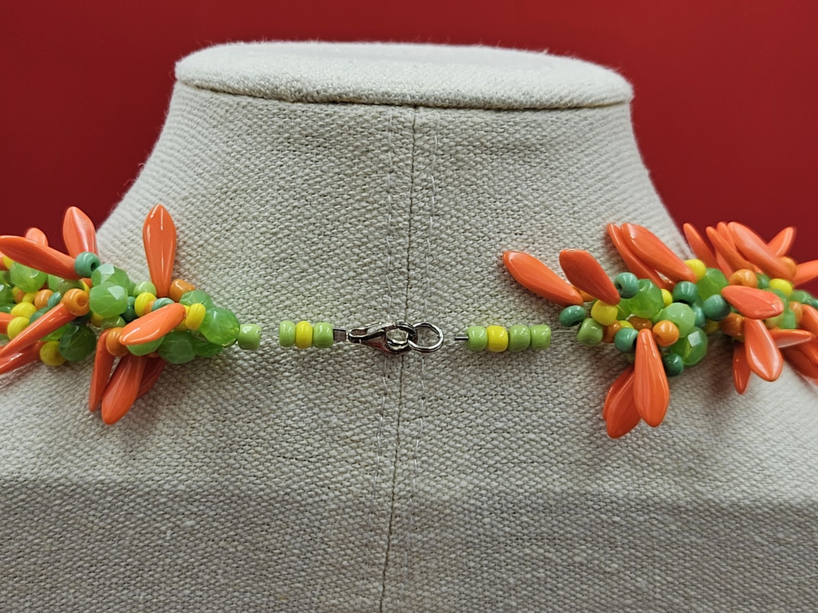 Vintage Colorful Glass Beaded Tutti Frutti Necklace Corn Carrots Peas