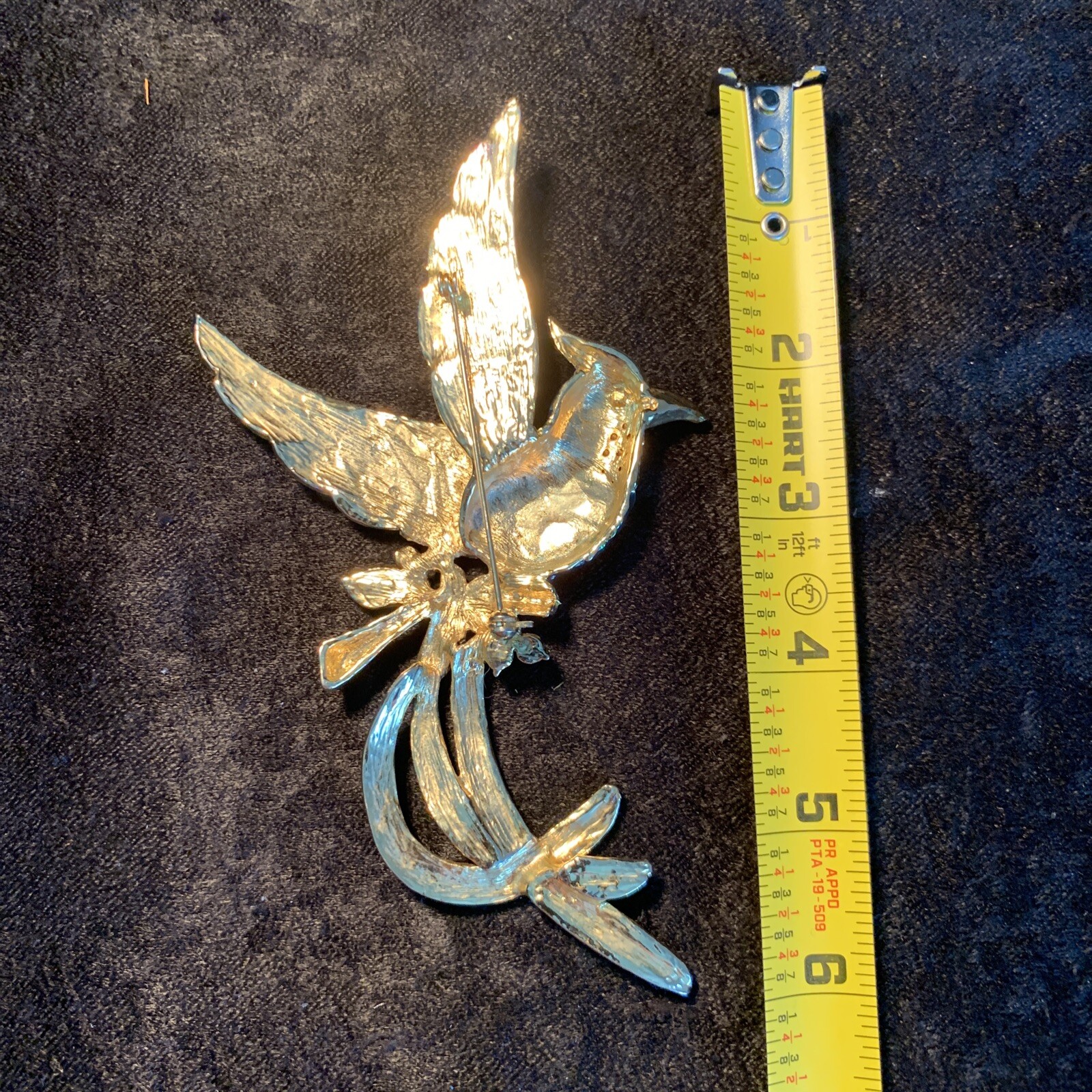 Vintage Phoenix Brooch Beautiful Green, Purple, And Blue