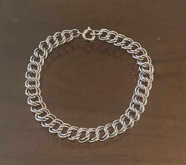 Vintage Sterling Silver 925 Double Link Chain Starter Charm Bracelet 7″ – 10.6g