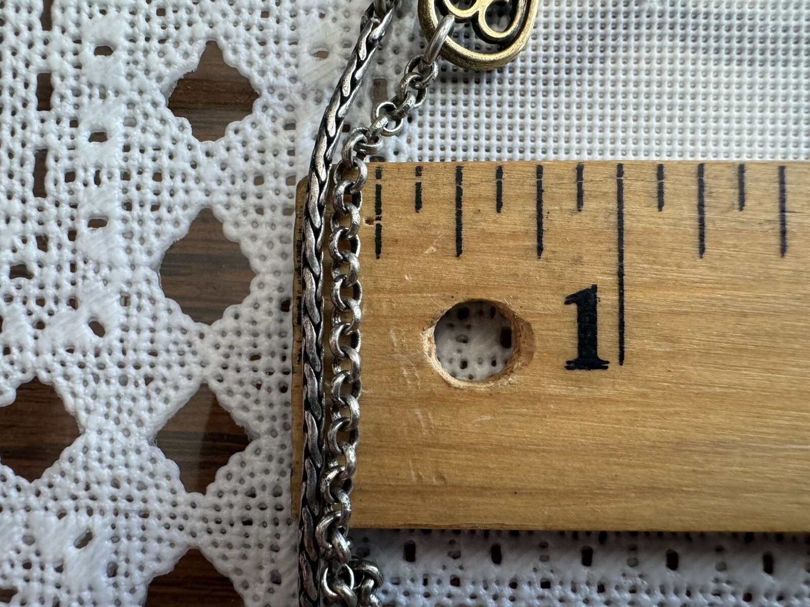 Vintage LUCKYBRAND Silver TONE double Strand Wheat&rolo Chain Link Necklace