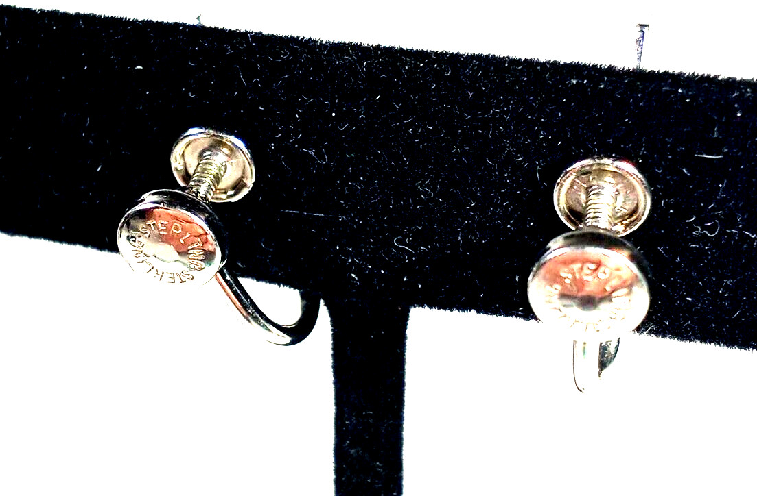 Vintage AWESOME 925 Sterling Silver and White Topaz Screw Back Earrings, signed