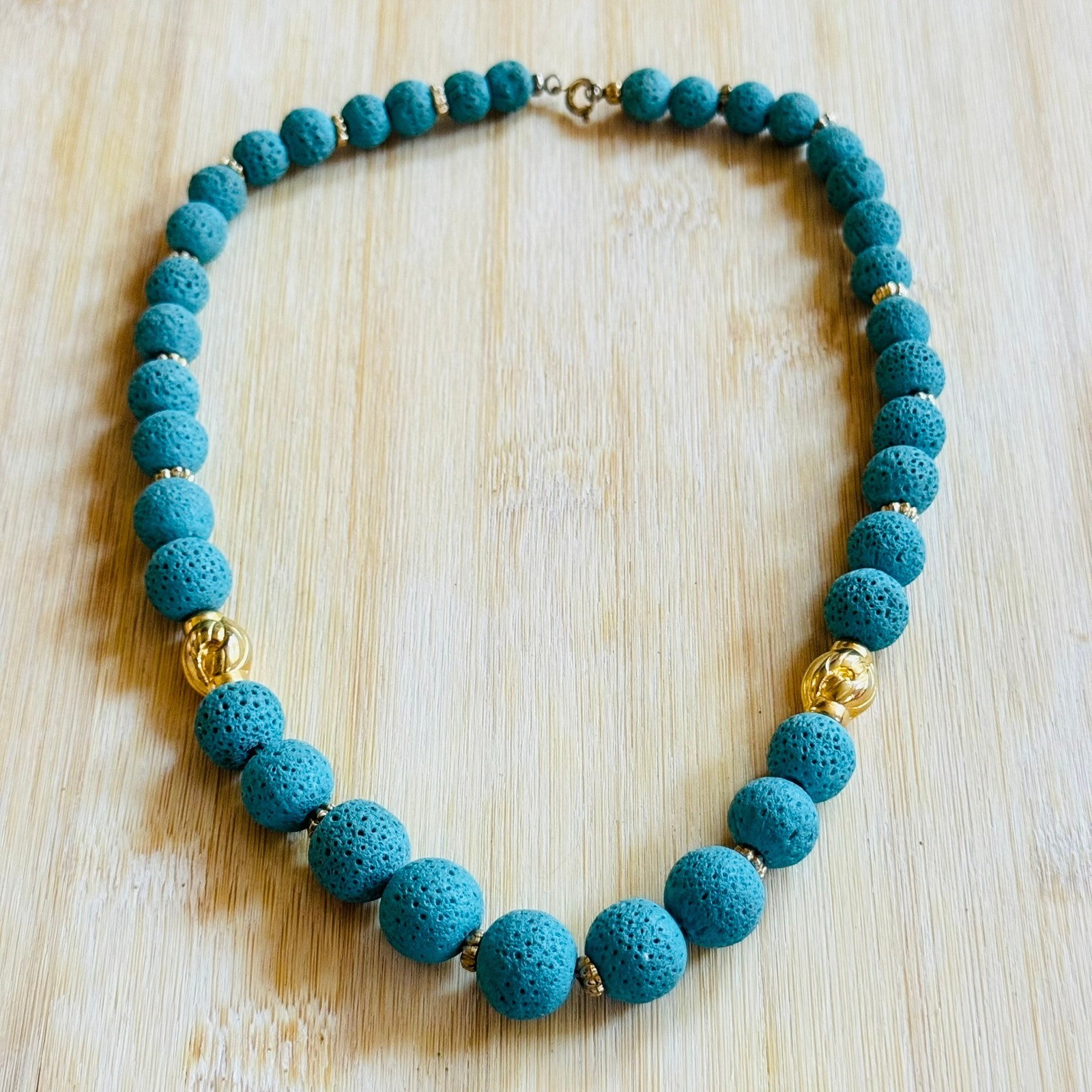 VTG Blue Sponge Coral regal Necklace Genuine Natural beaded Round Beads 74g 18″