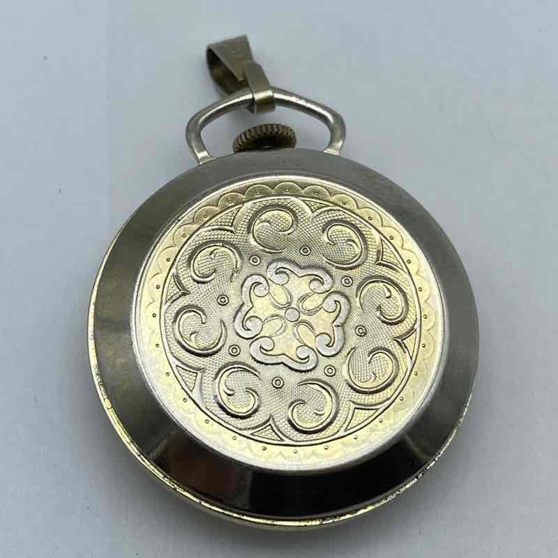 Vintage Bercona Swiss Manual Wind Pendant Watch Two-Tone Scrolled Back 34mm