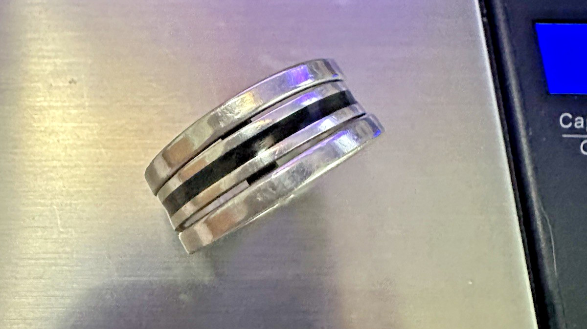 Sleek Modernist 3 Band Unisex Stack Ring 1 Cm wide Sterling Silver Size 11, 8 gr