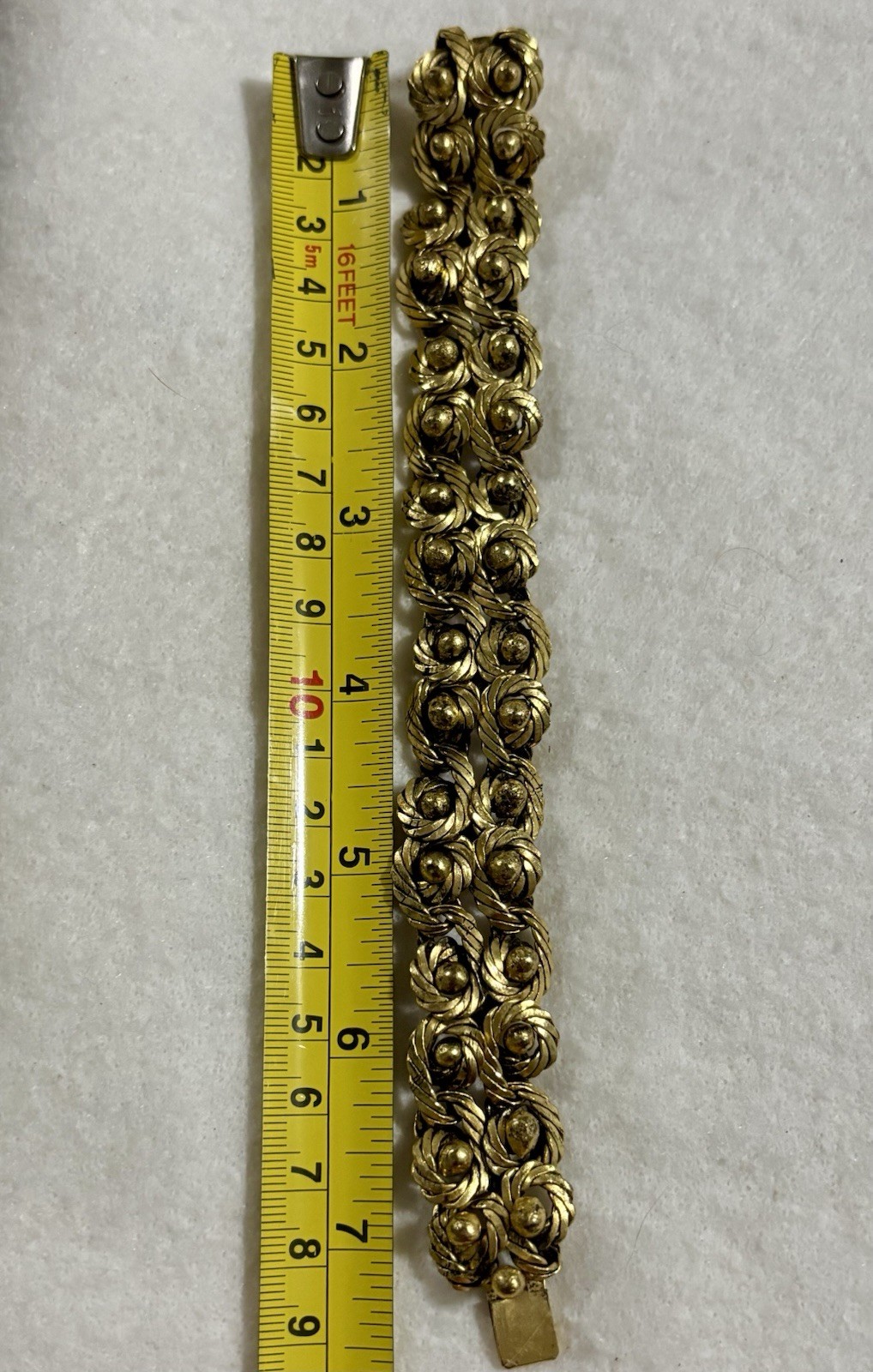 HTF Vintage French Modernist Coil Bracelet Gilt Bronze Plated Woven Wire 1950s
