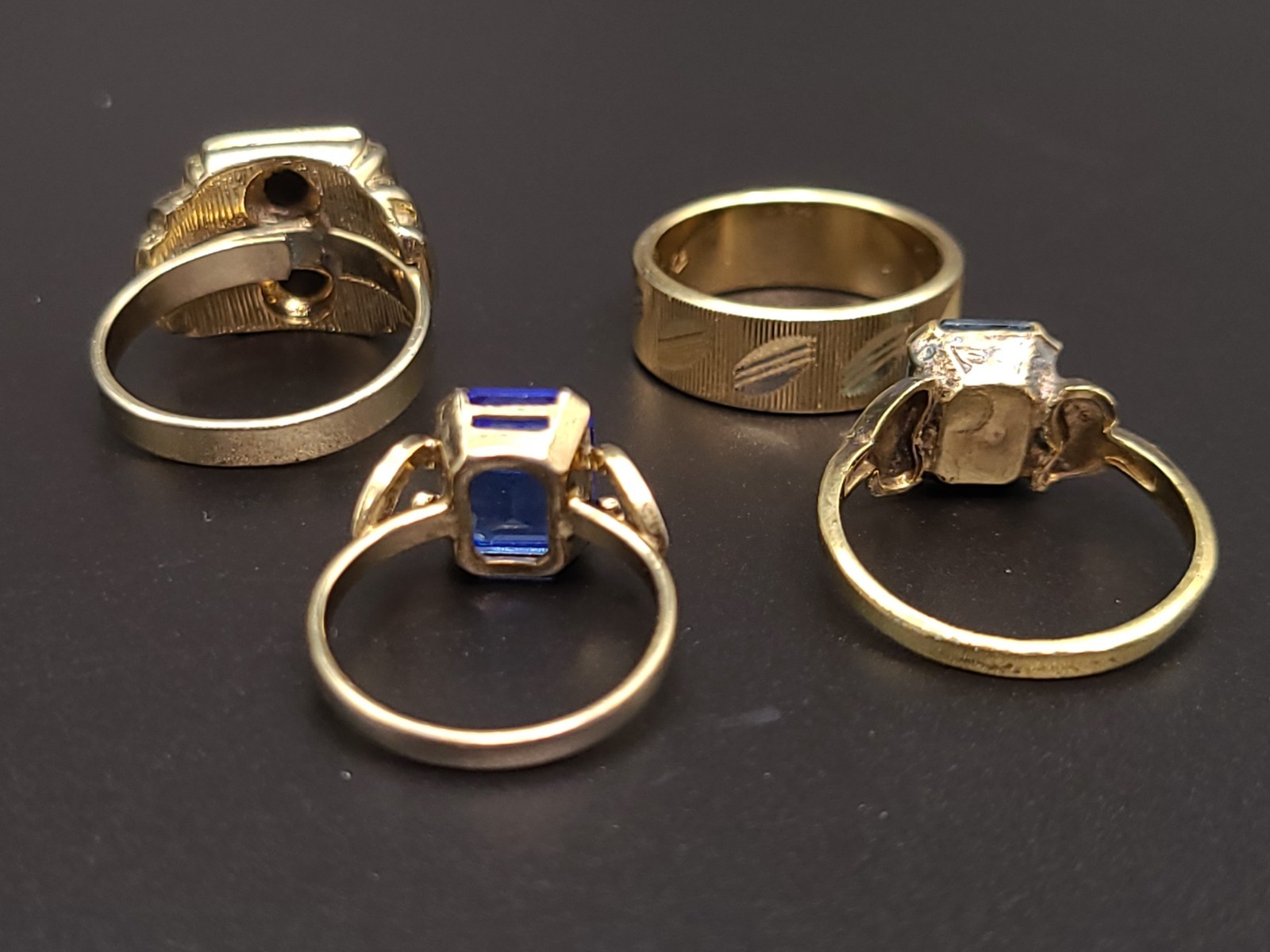 Vintage Gold Electroplate Uncas Cocktail Ring Lot Glass Stone Sz 4.75-7