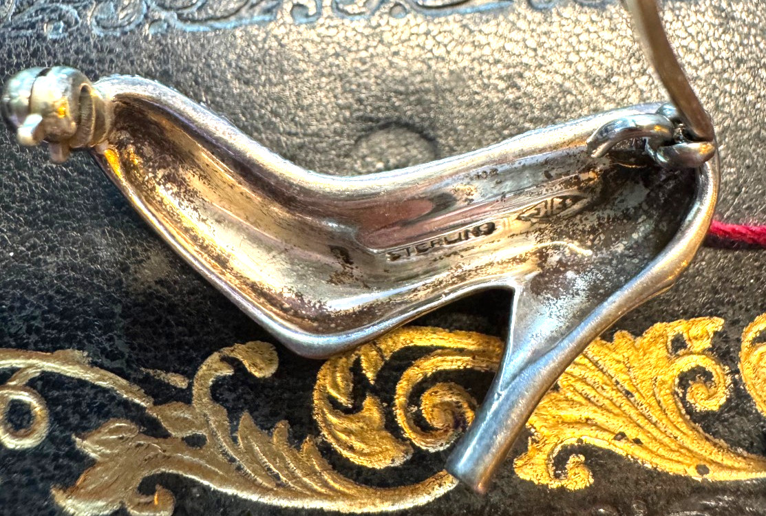 Vintage Judith Jack Red Enamel/Sterling/Marcasite Shoe & Purse Brooch Pin Set