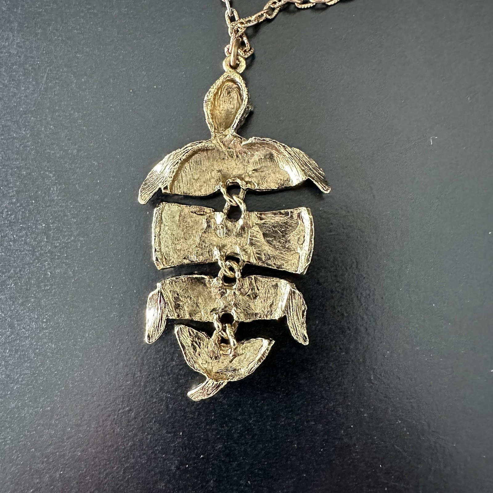 Vintage Gold Tone Articulated 2.75″ Turtle 24″ Chain Necklace UNSigned