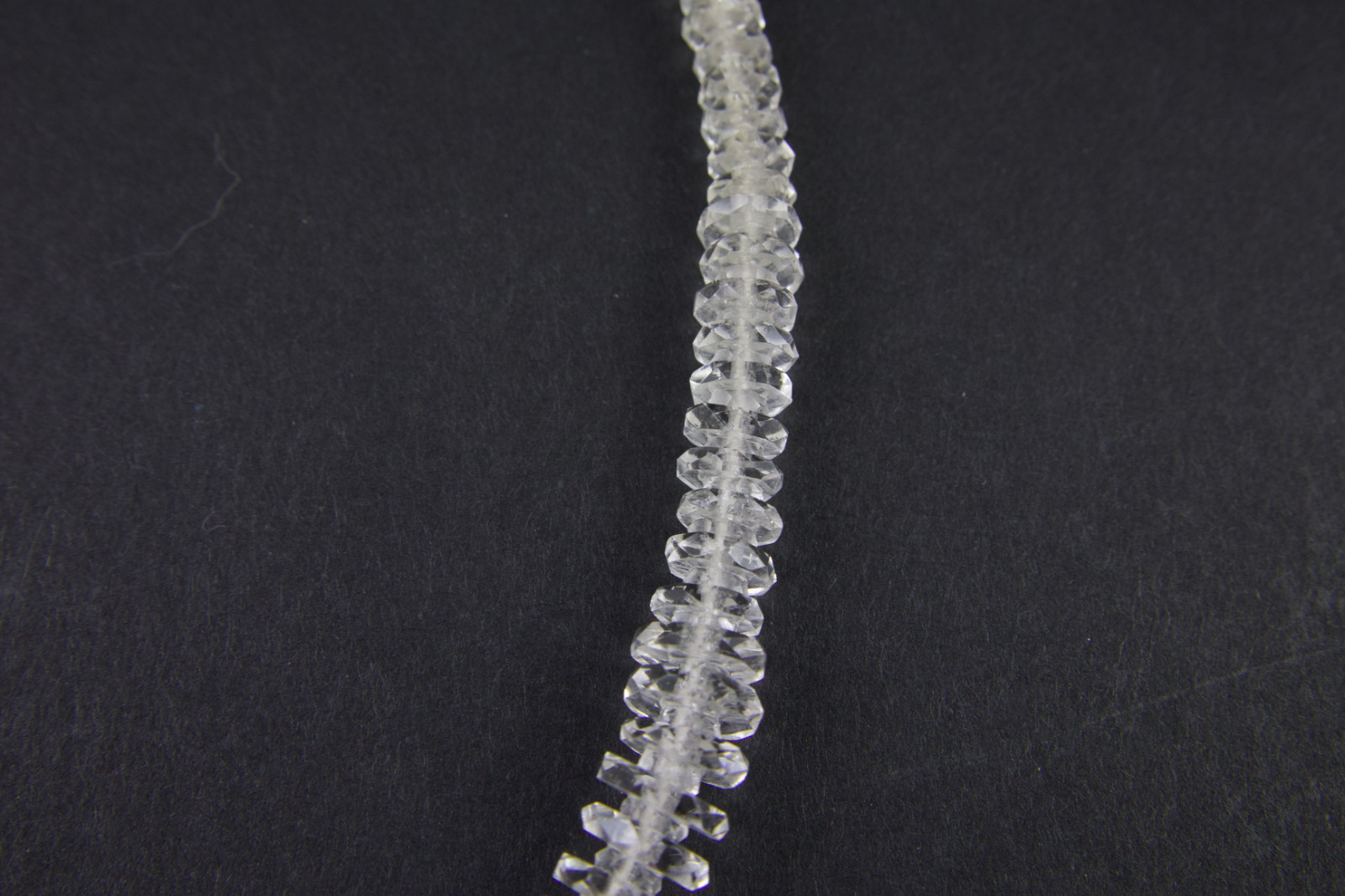 Vtg Art Deco Faceted Rock Crystal Glass Graduated Rondelle Disc Bead Necklace