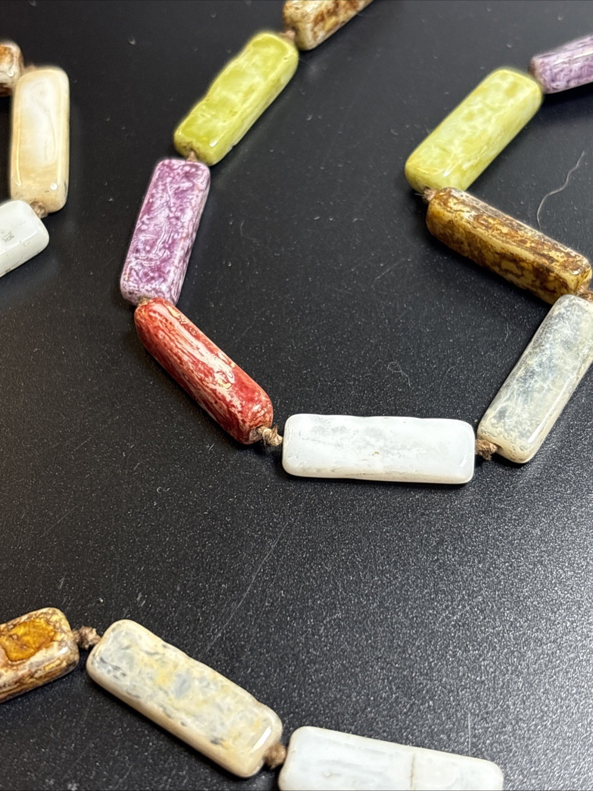 Vintage 48″ Pastel Multi Color Barrel Bead Necklace Long Strand