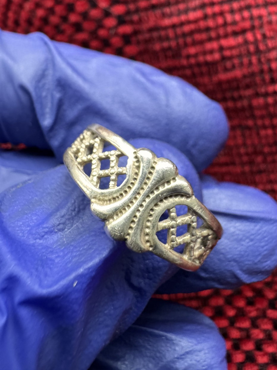 Vintage Post Soviet USSR Ukraine ring sterling silver 925 Size 8 Filigree