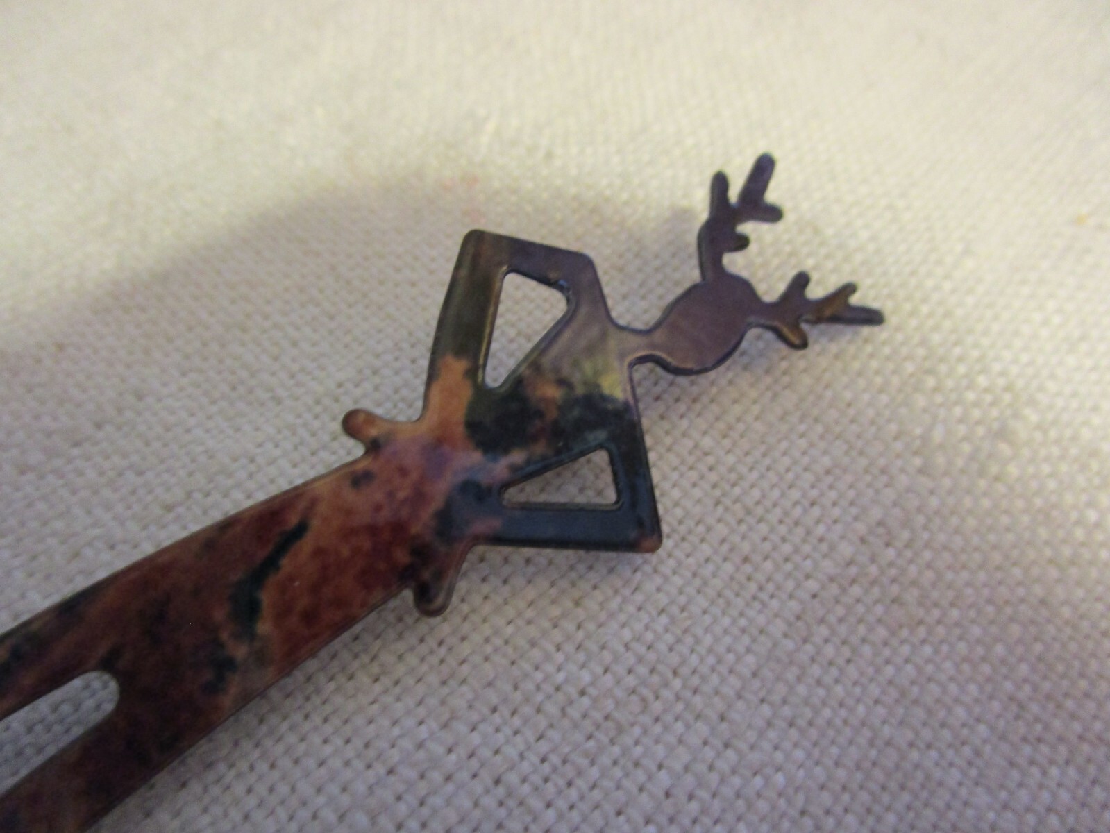 Enamel on metal, tall skinny person with antlers brooch, OOAK FE25-8