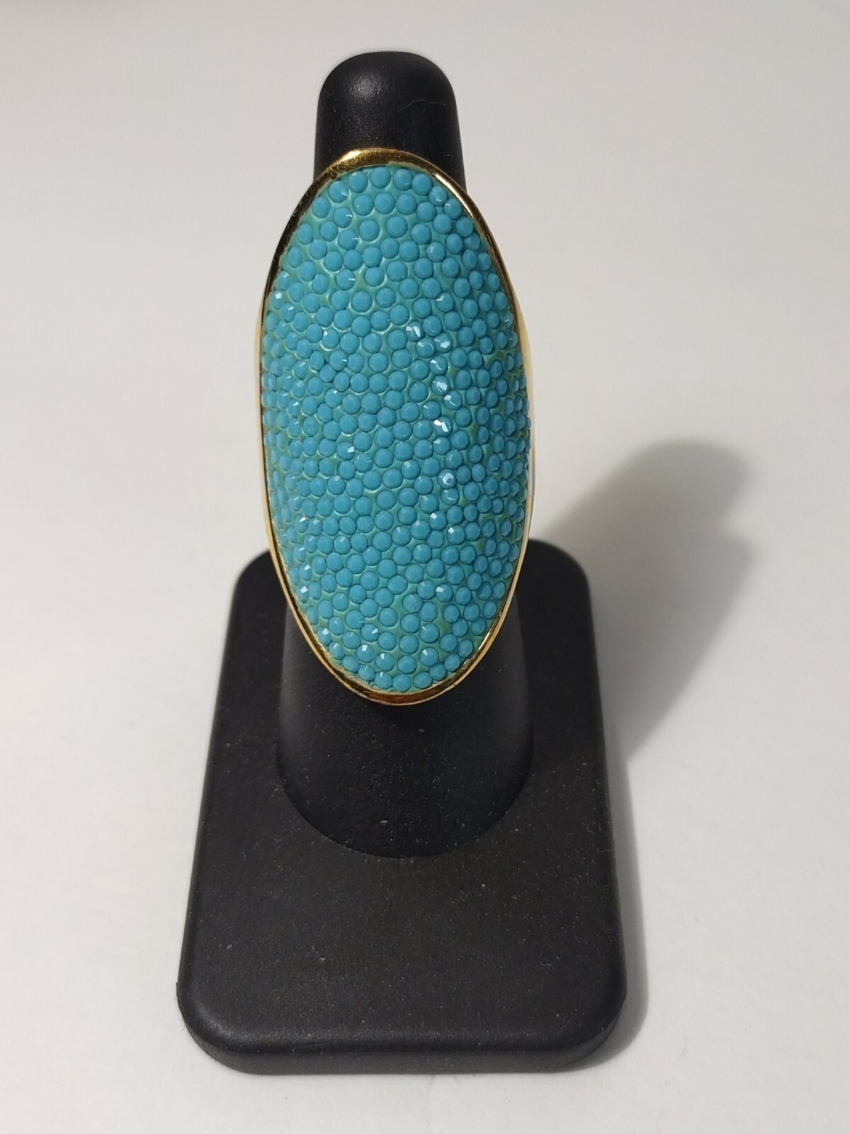 Henri Bendel Turquoise Gold Tone Statement Ring Size 6 1/2