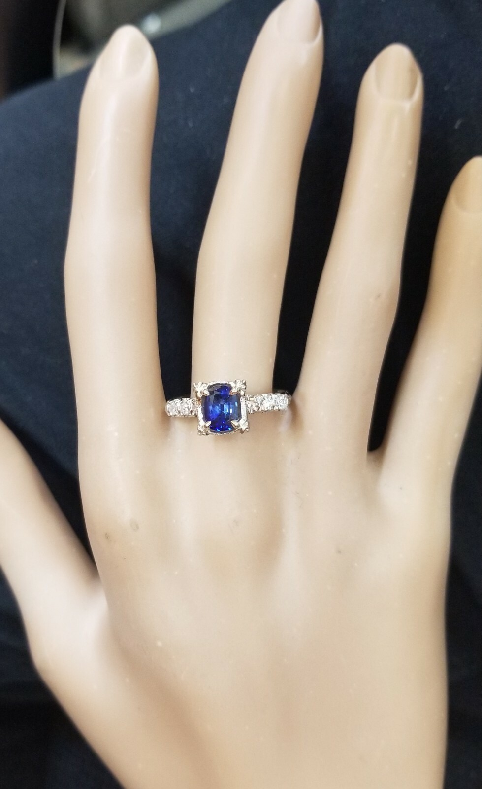 Vintage 14k White Gold Engagement Ring 1.52ct Natural Untreated Blue Sapphire
