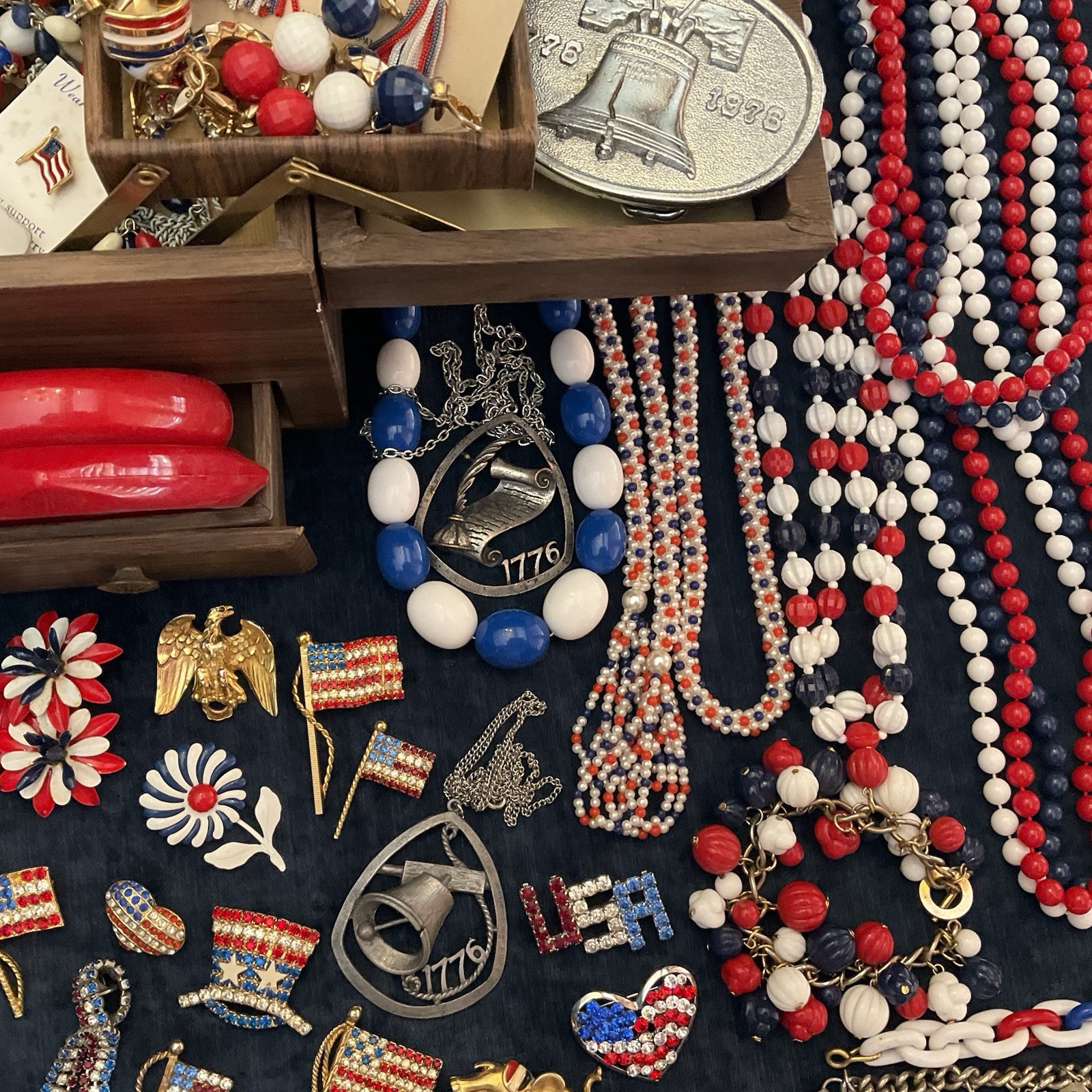 Vintage Lot Patriotic Forth Of July Red White Blue Jewelry Sarah C Monet Emmons
