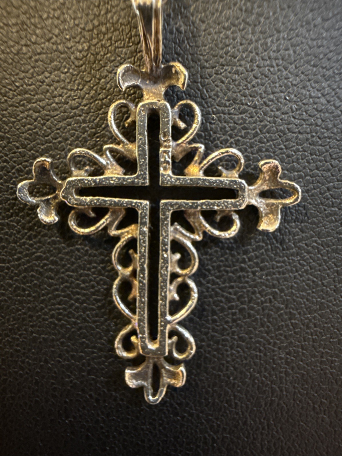 vintage sterling silver cross pendant & necklace 3.3G 20in