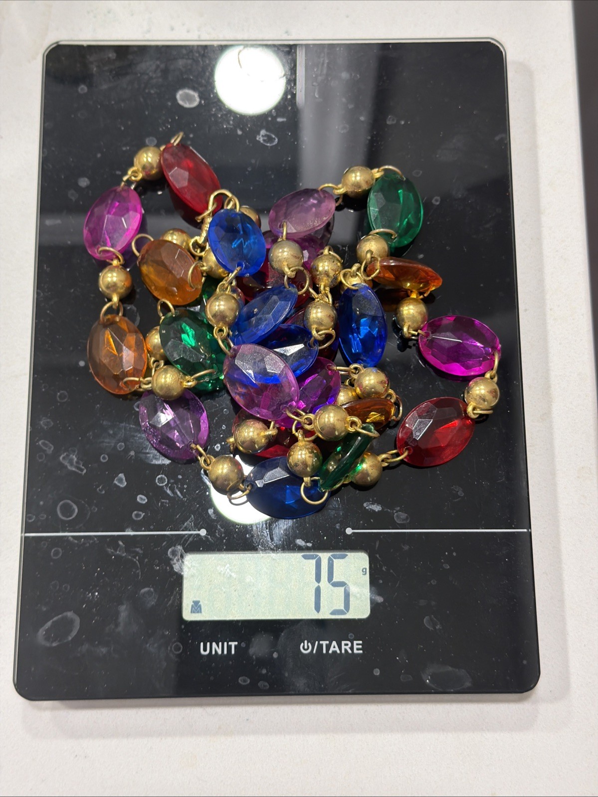Vintage Multi Color Crystal Open Bezel-Set Station Transparent Acrylic Necklace