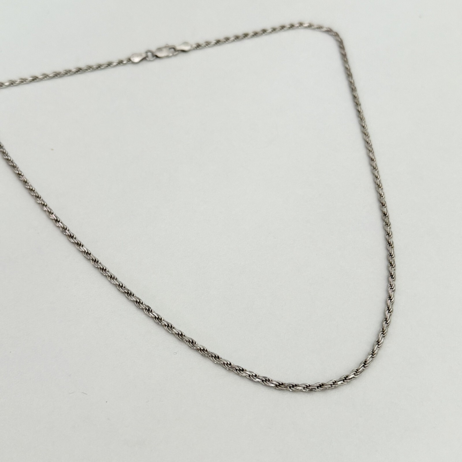 925 Italy Sterling Silver Vintage Rope Chain Link Necklace 17.5″