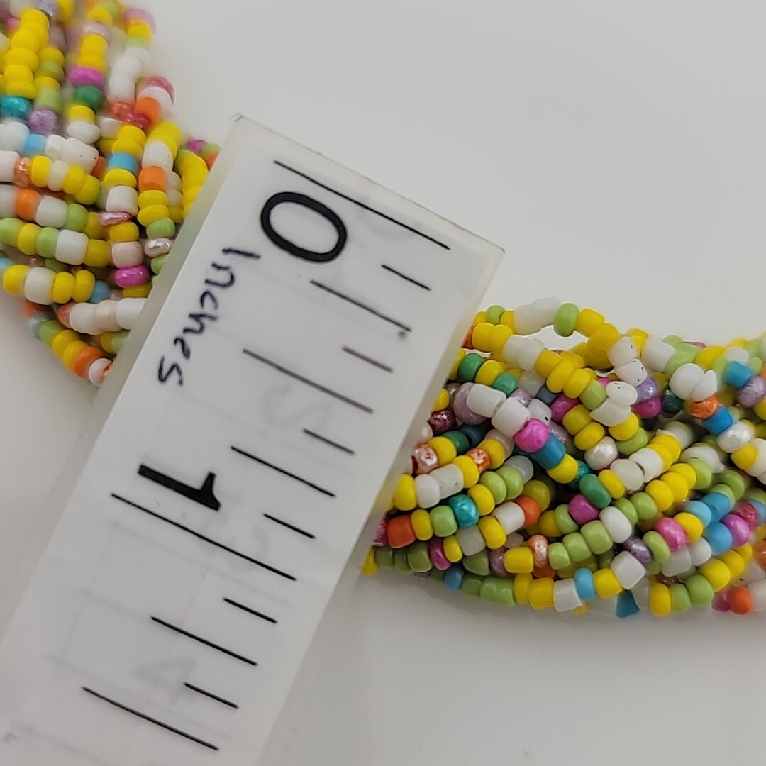 Vintage Braided Seed Bead 19″ Necklace Easter Multicolor Chunky Retro