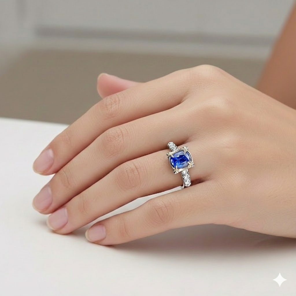 Vintage 14k White Gold Engagement Ring 1.52ct Natural Untreated Blue Sapphire