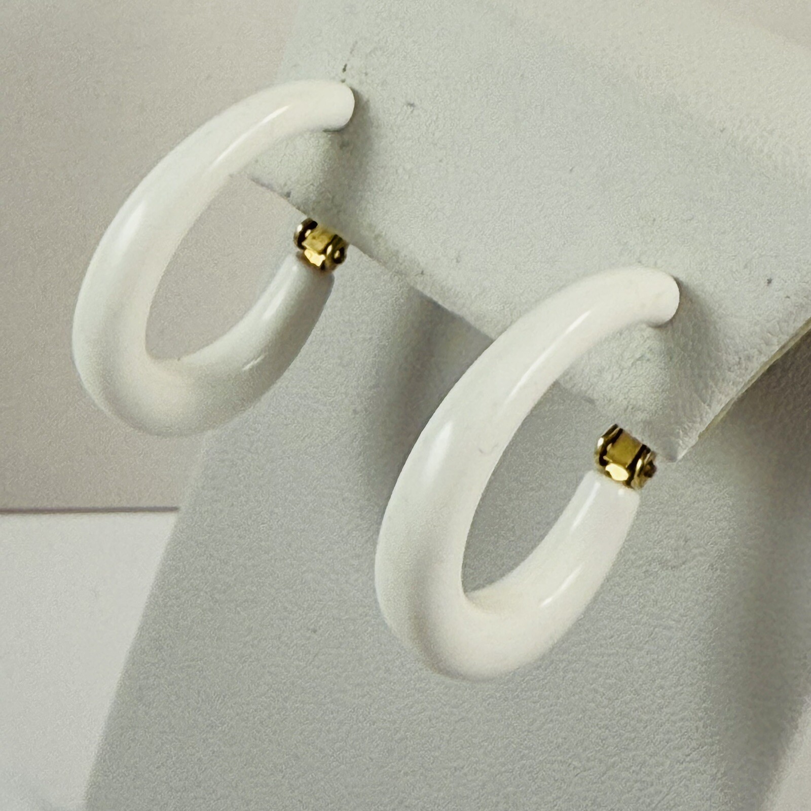 Vintage Two Pair of NAPIER Signed White Adjustable Clip on Earrings Gold Tone