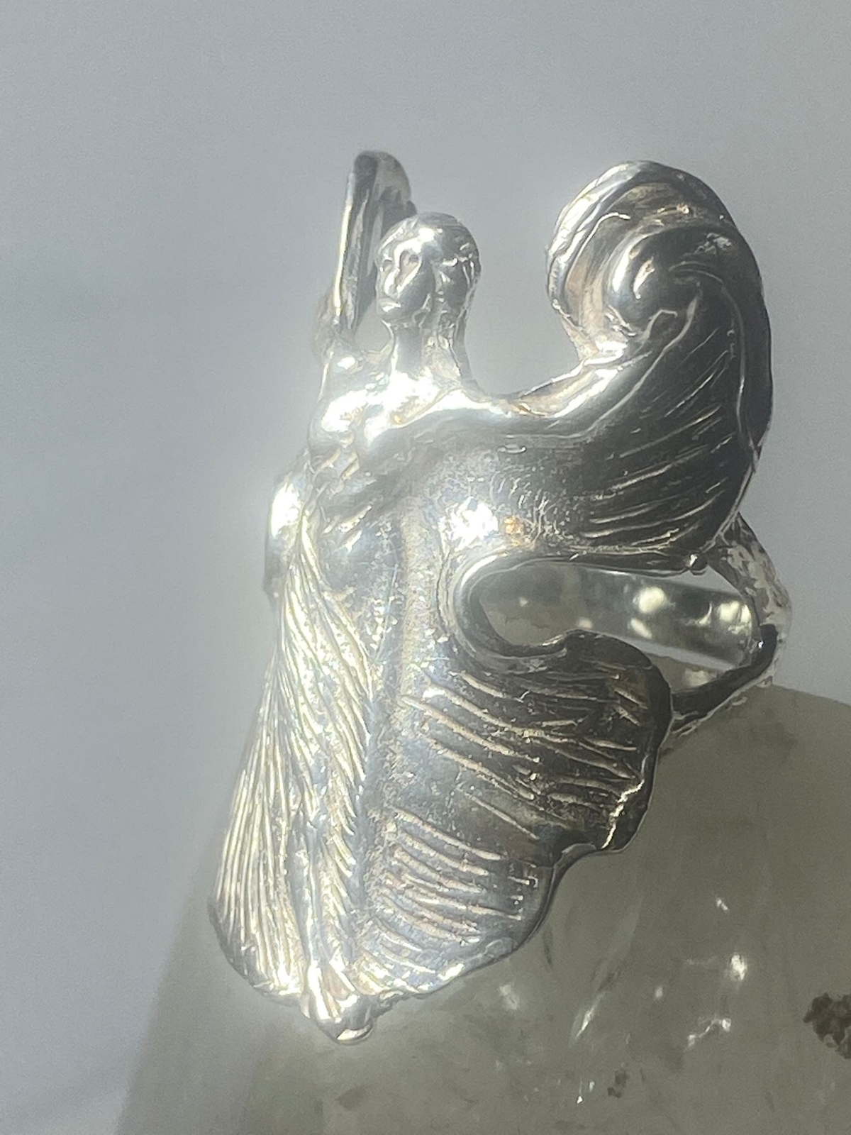 Wings Lady ring Art Deco influences band sterling silver women girls