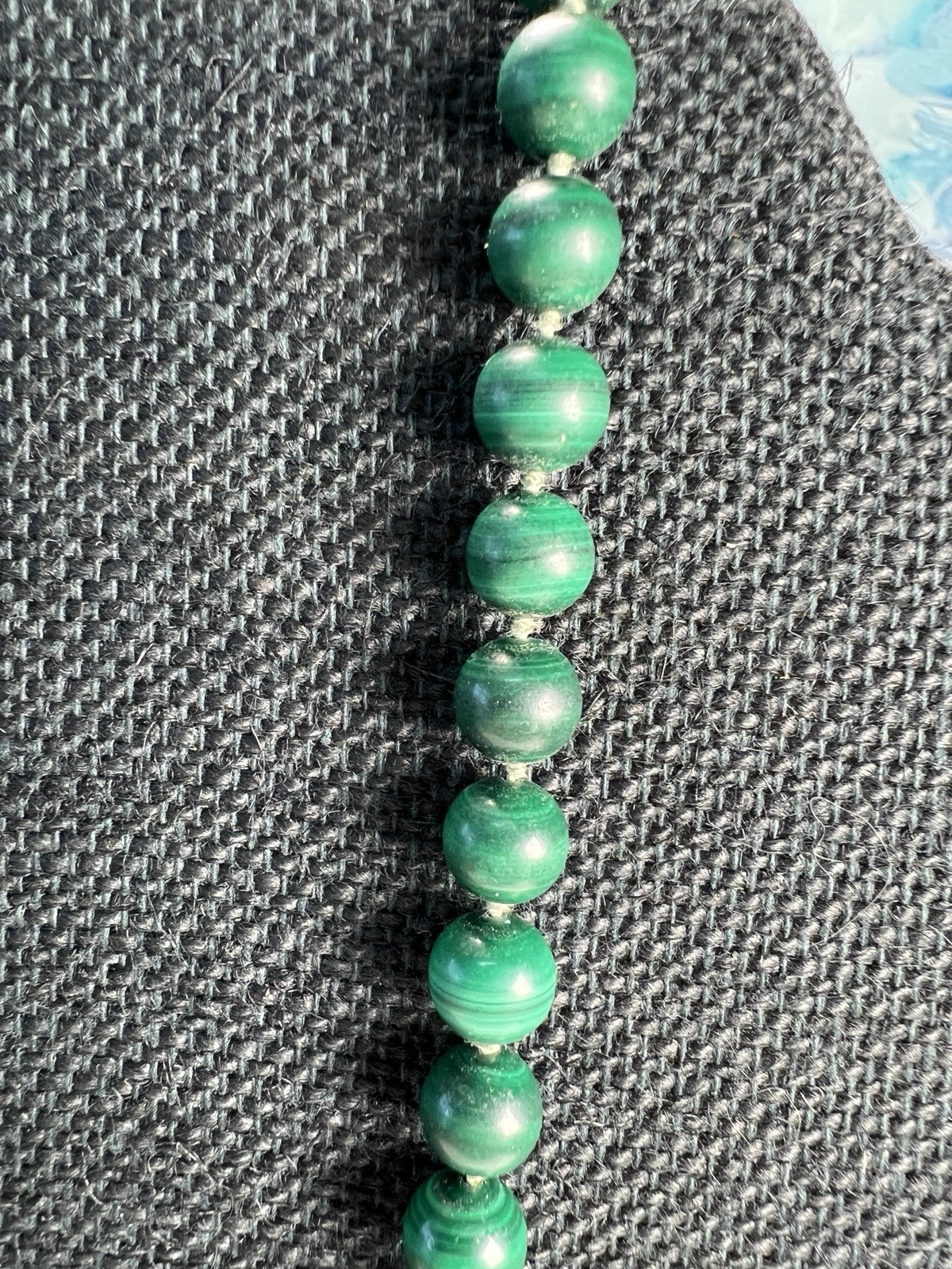 Beaded Malachite Pearl 21″ Necklace 14K Fish Hook Clasp
